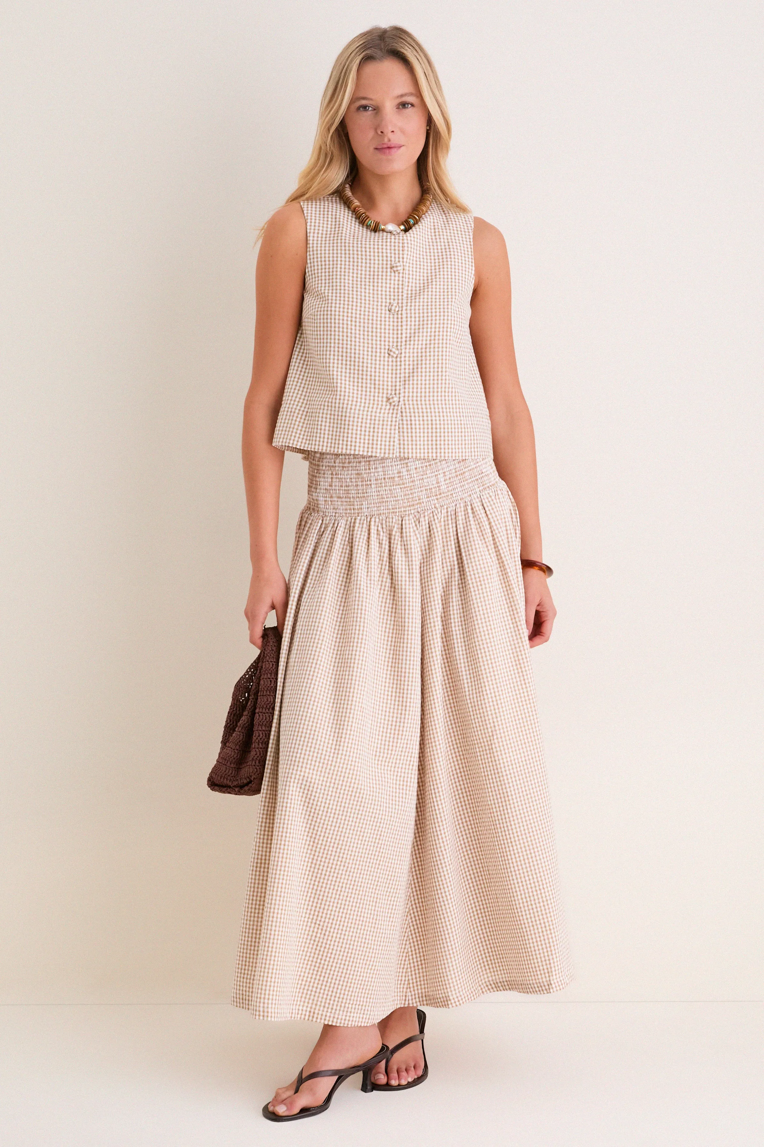 Cafe Check Smocked Maxi Skirt sold by Tuckernuck product image thumbnail 2