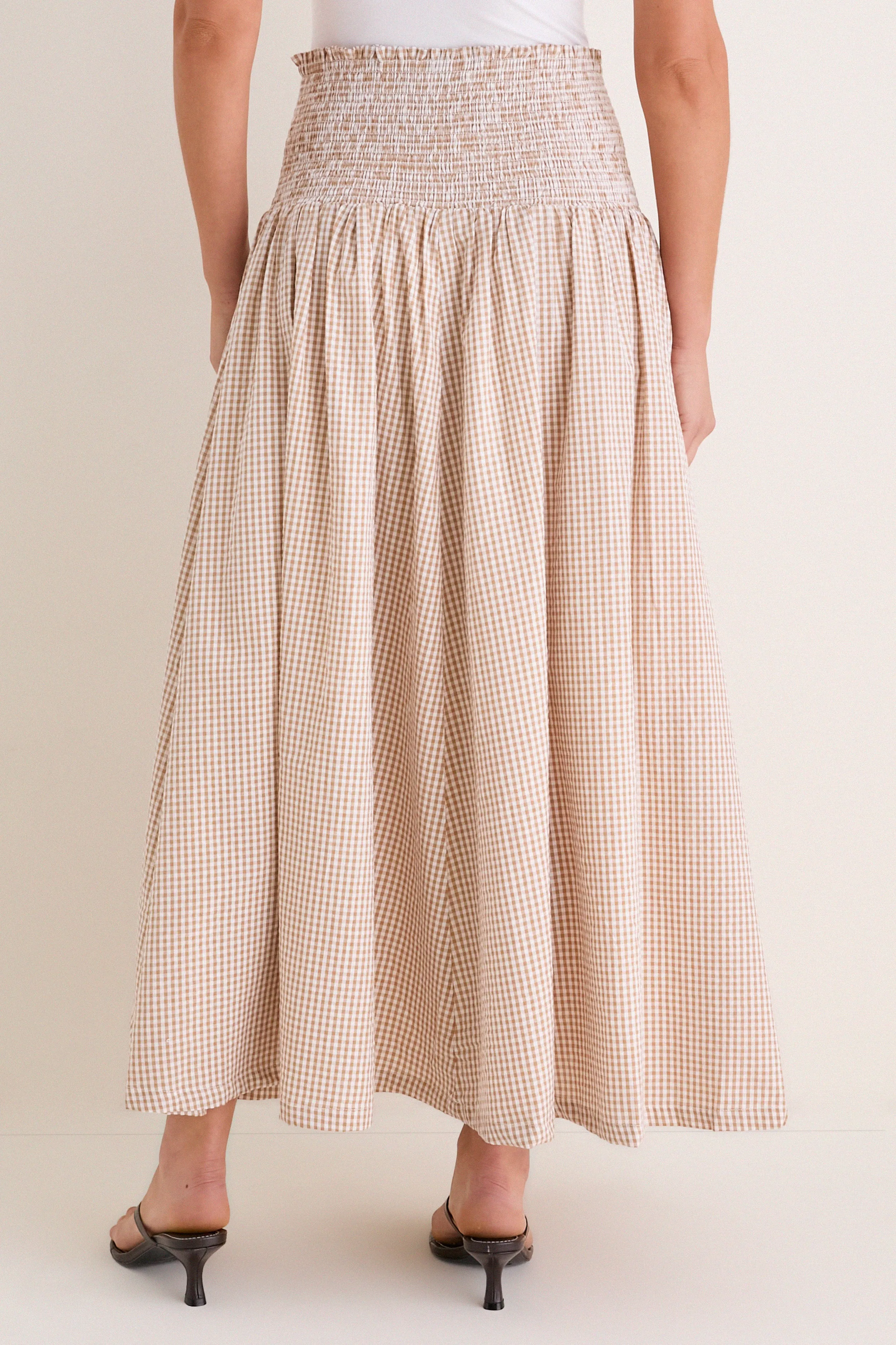 Cafe Check Smocked Maxi Skirt sold by Tuckernuck product image thumbnail 4