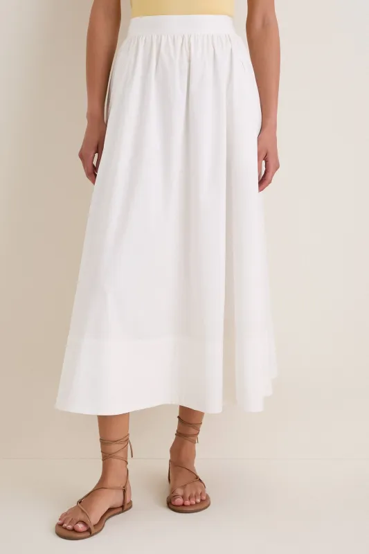 White Poplin Trapunto Stitch Brie Skirt made by Tuckernuck