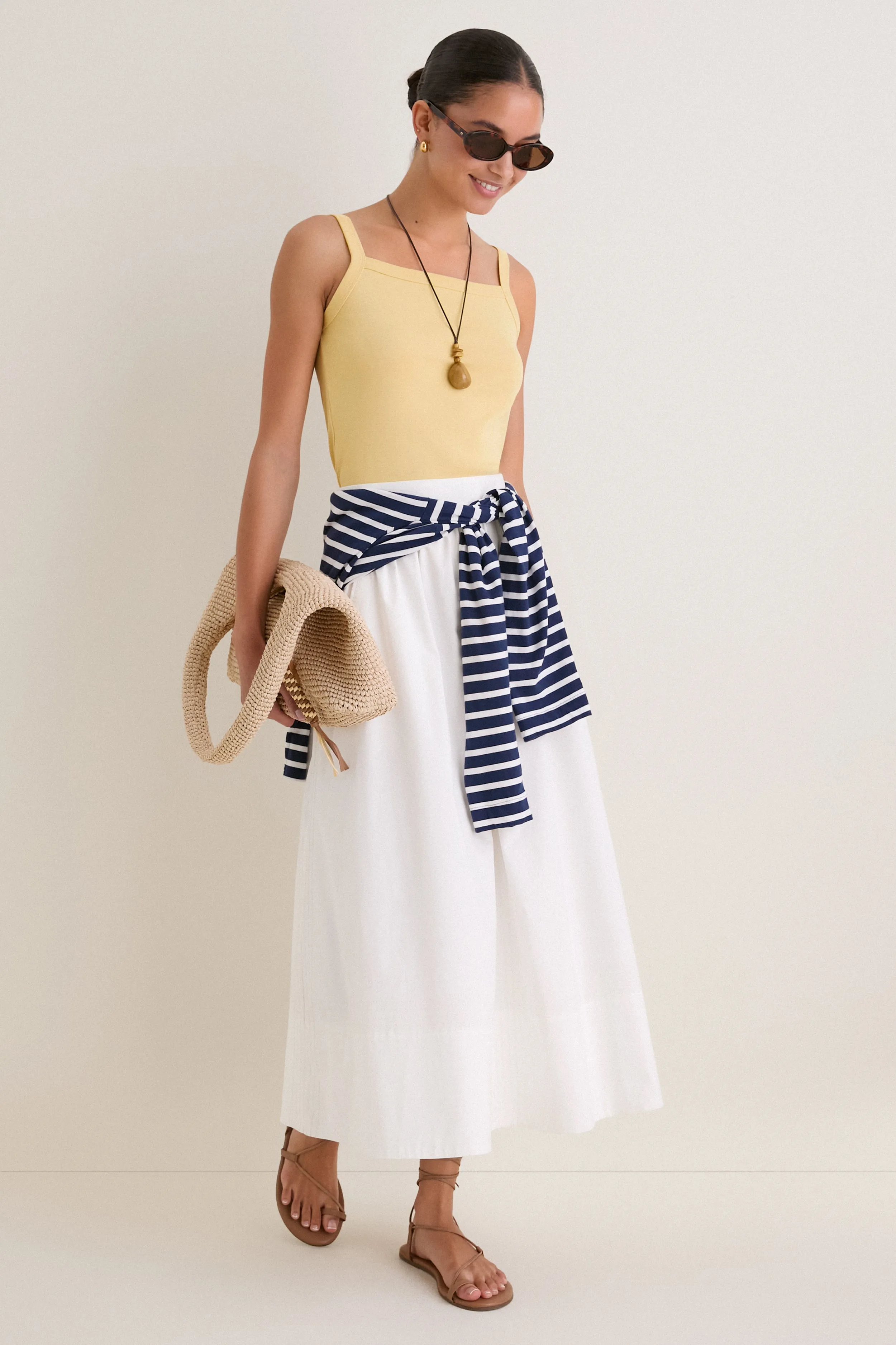 White Poplin Trapunto Stitch Brie Skirt sold by Tuckernuck product image thumbnail 2