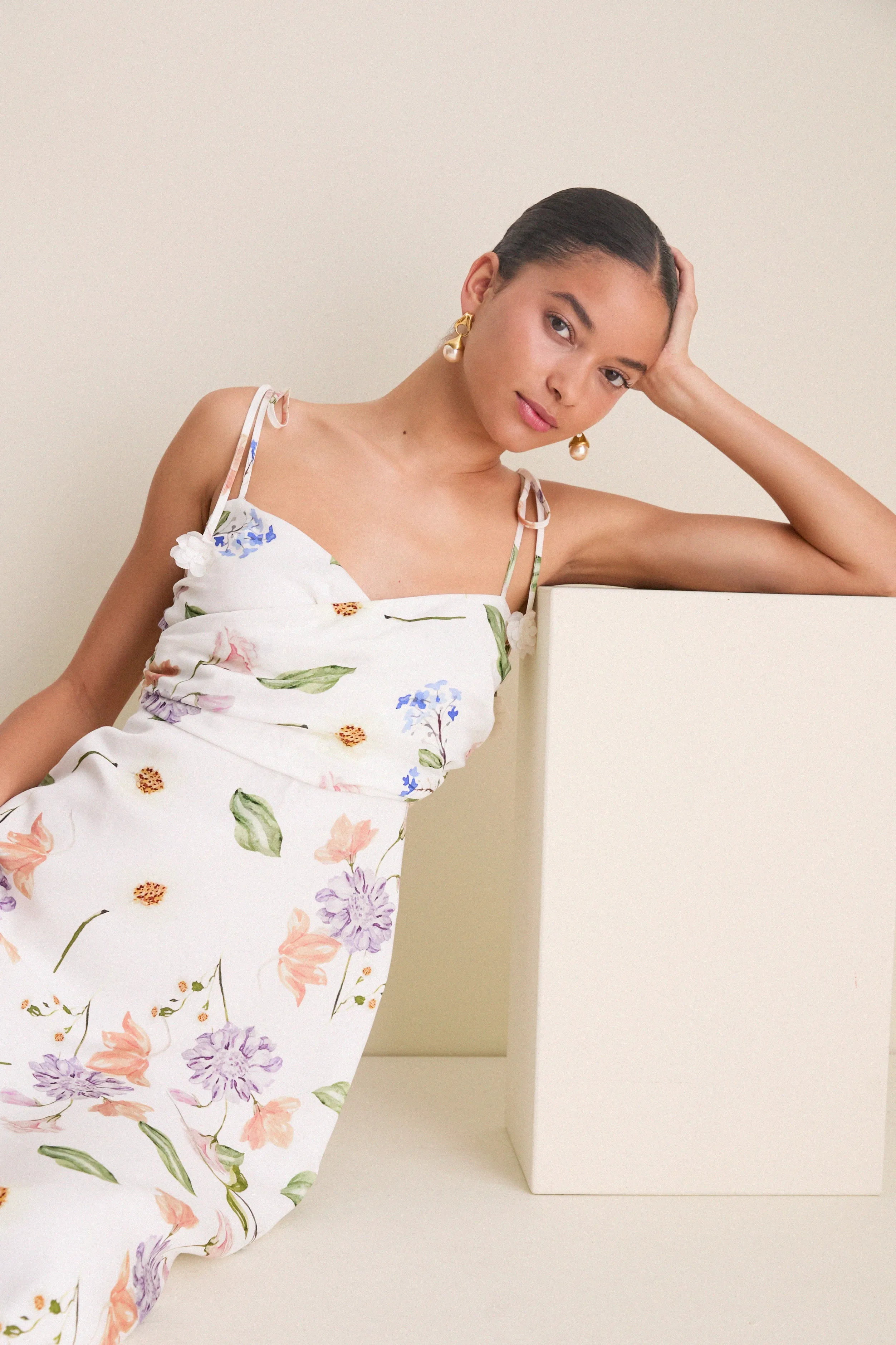 White Wildflower Floral Zinnia Maxi Dress sold by Tuckernuck product image thumbnail 3