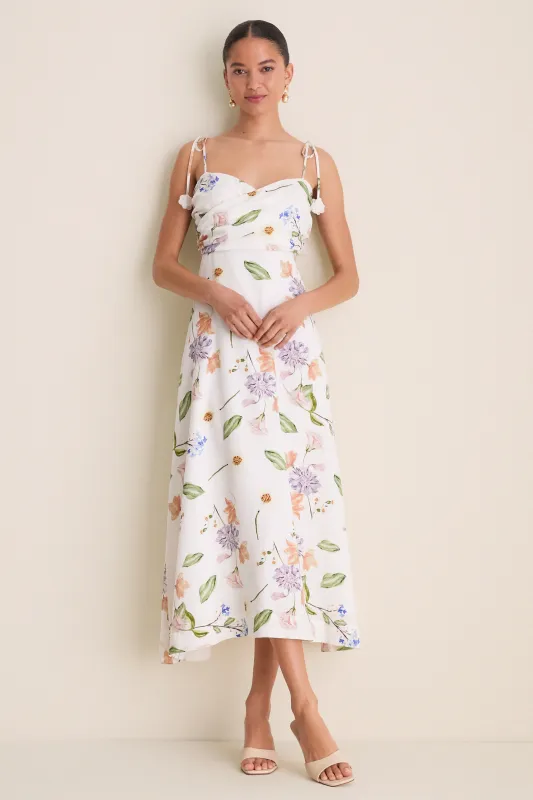White Wildflower Floral Zinnia Maxi Dress made by Hyacinth House