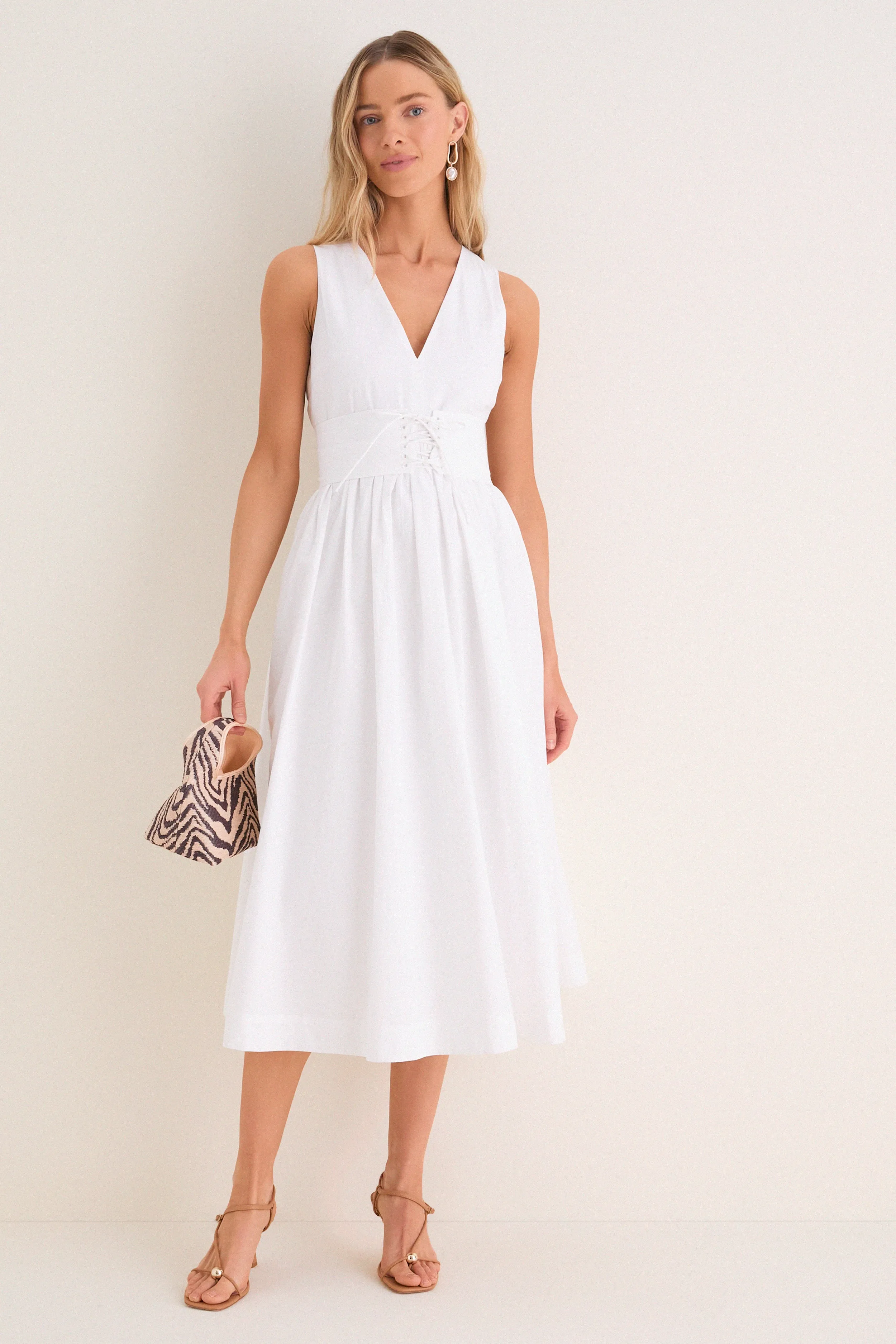 White Marylin Lace-Up Maxi Dress sold by Tuckernuck