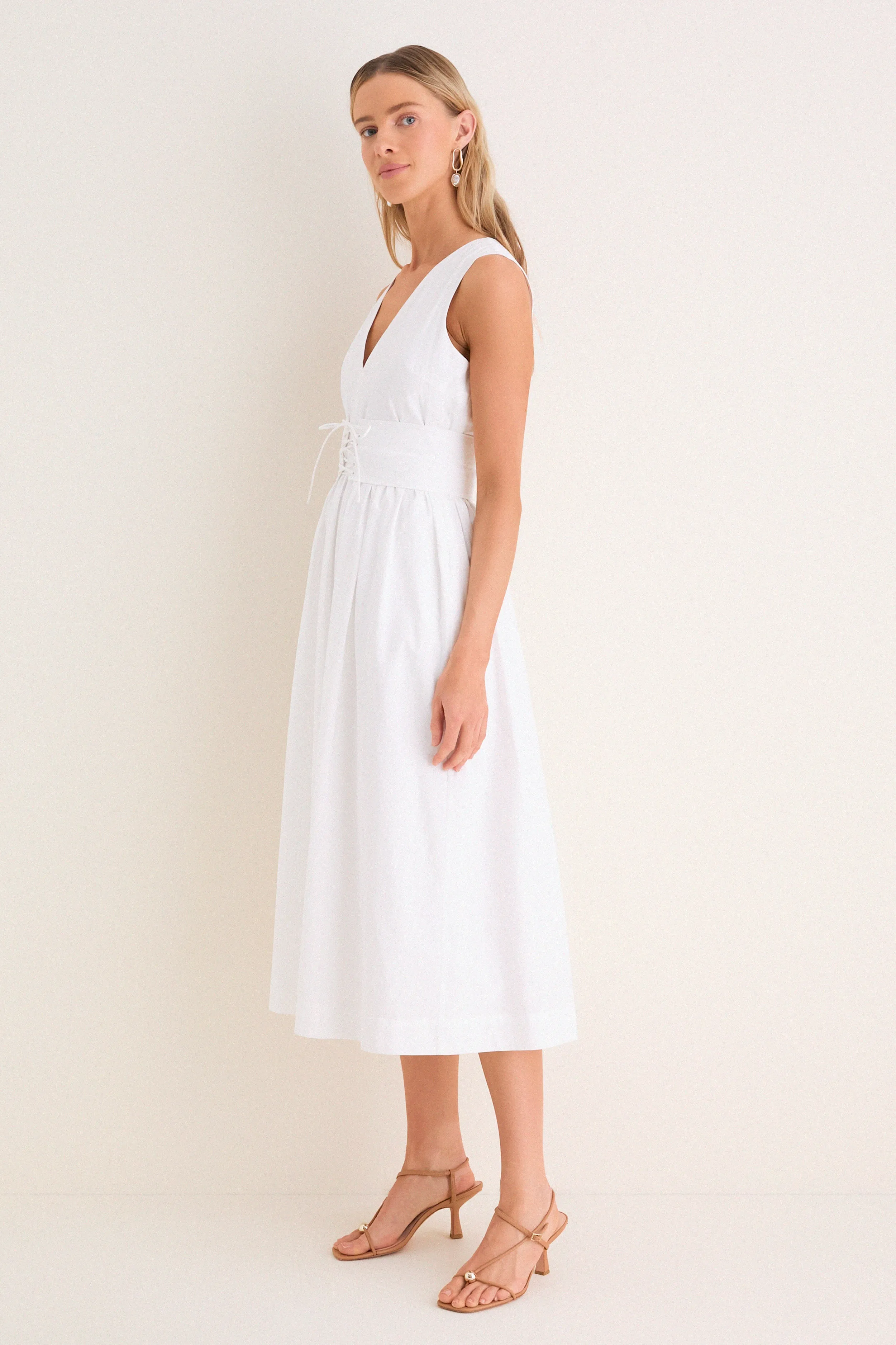 White Marylin Lace-Up Maxi Dress sold by Tuckernuck product image thumbnail 3