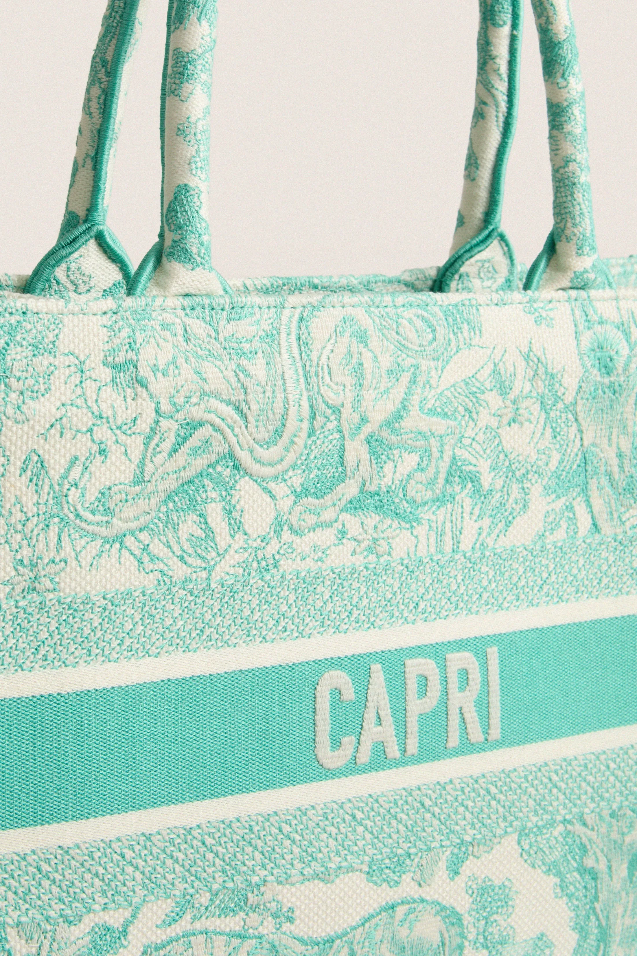 DIOR Aquamarina Canvas Embroidered Medium Dioriviera Toile De Jouy Book Tote sold by Tuckernuck product image thumbnail 5