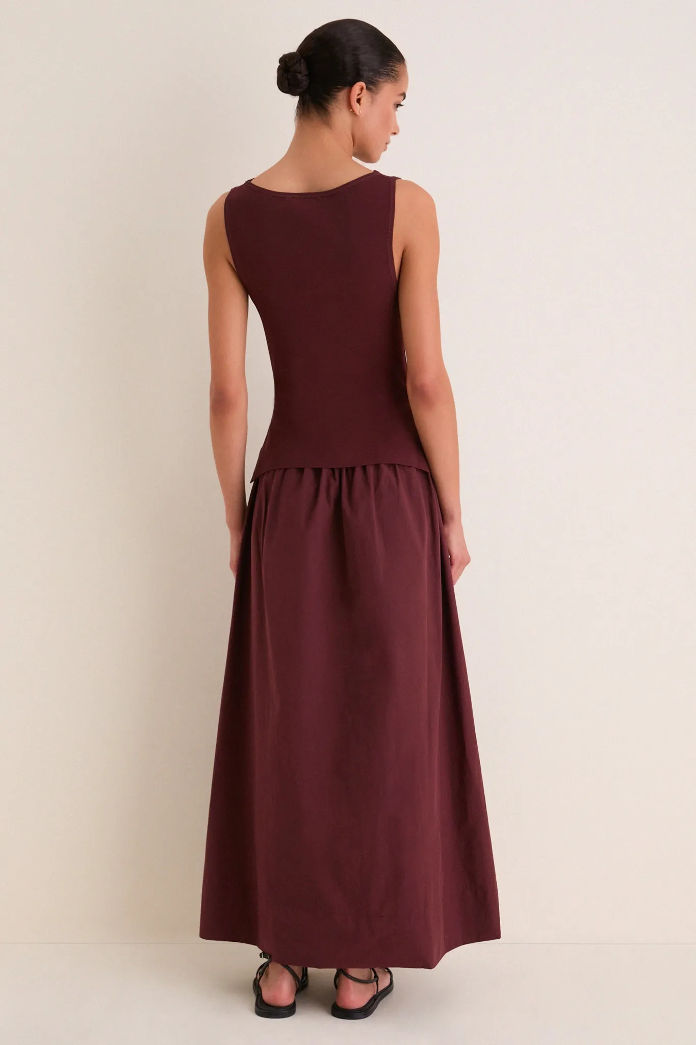 Dark Cherry Boatneck Mix Media Midi Dress sold by Tuckernuck product image thumbnail 4