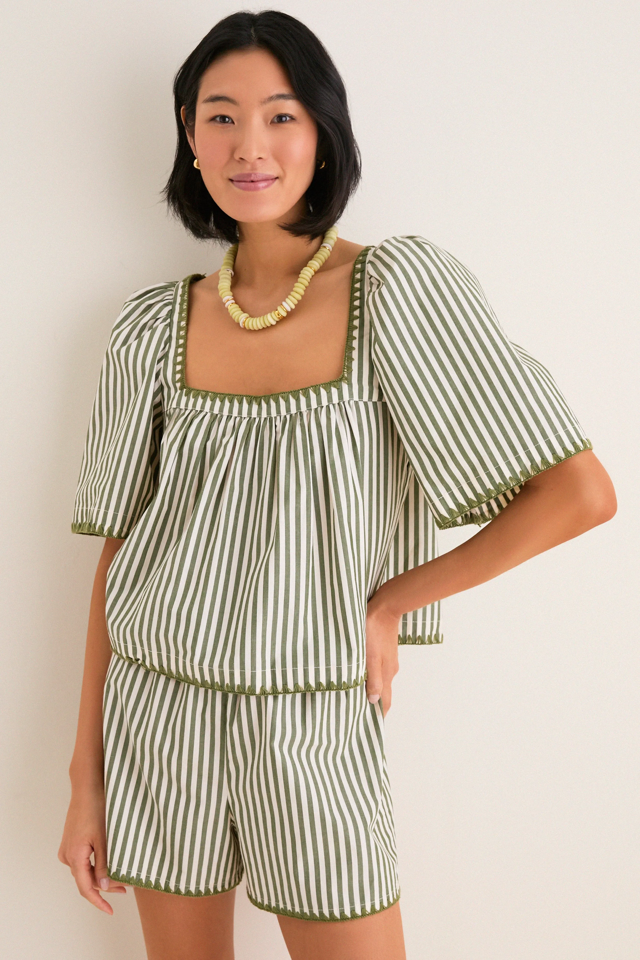 Jardin Stripe Whipstitch Viviana Top sold by Tuckernuck