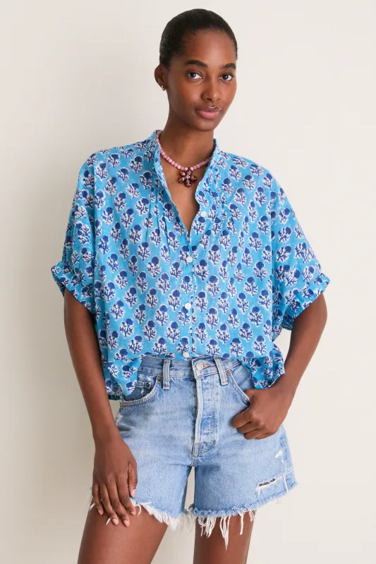 Little Marigolds Danube Organic Mandarin Collar Top made by Tuckernuck