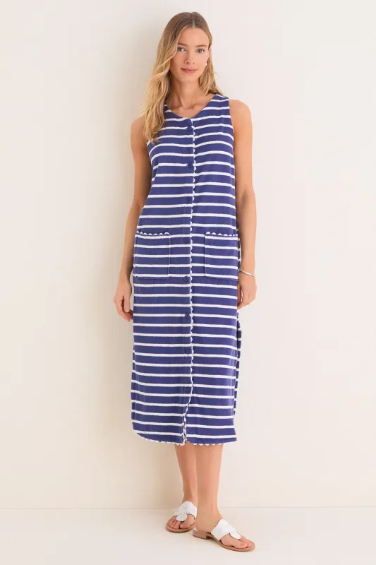 Navy and White Stripe Bermuda Terrycloth Caftan made by Tuckernuck