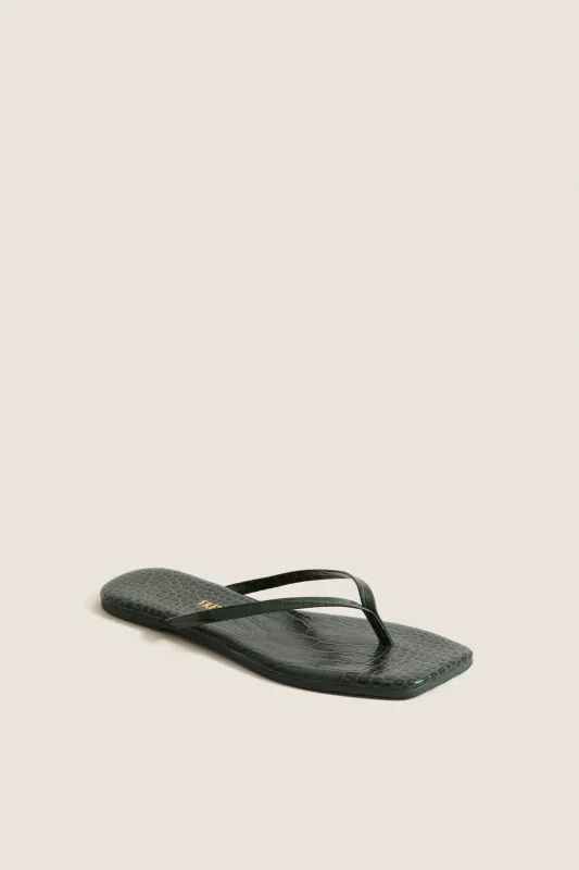 Emerald Croc Square Toe Lily Flip Flops made by TKEES