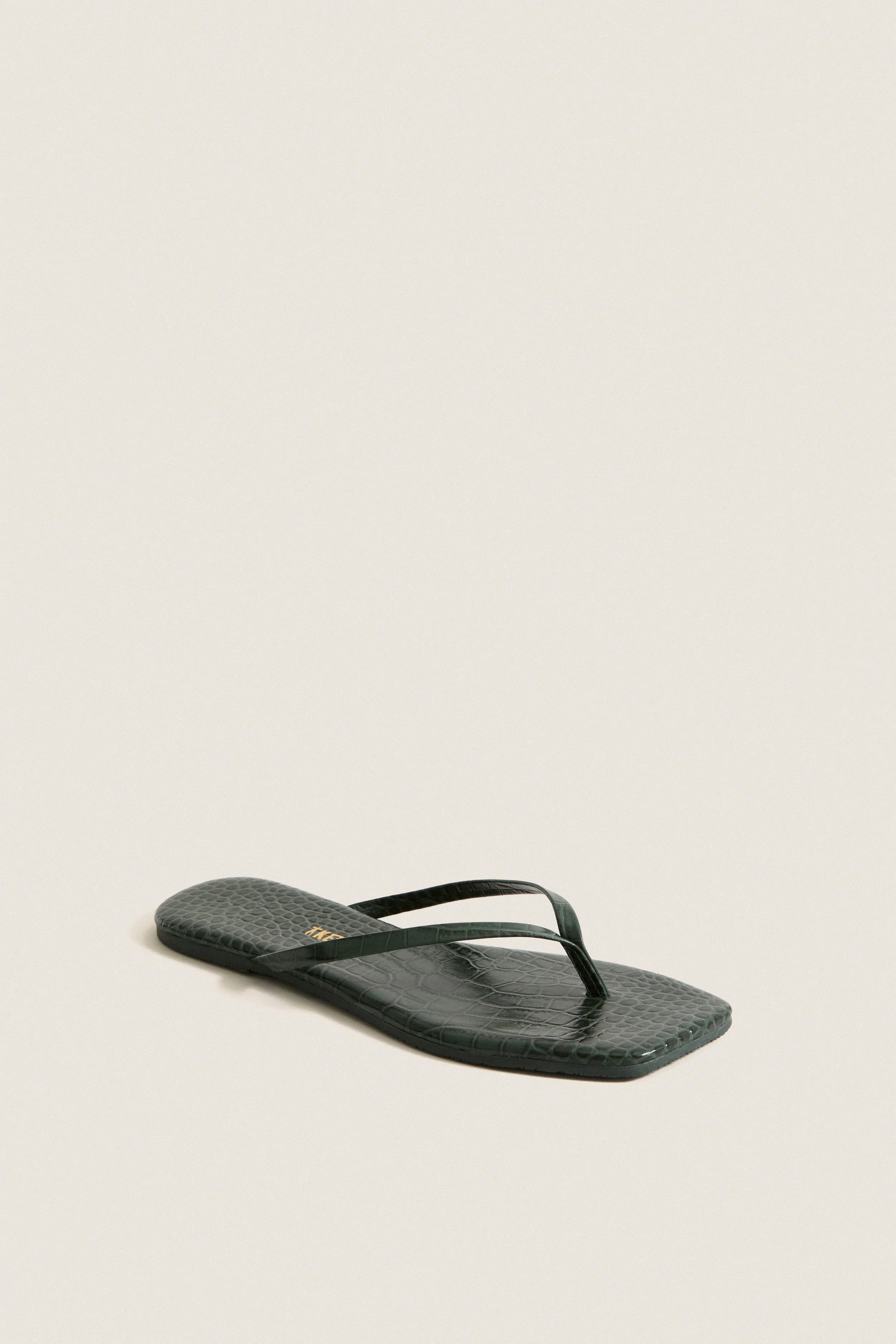 Emerald Croc Square Toe Lily Flip Flops sold by Tuckernuck