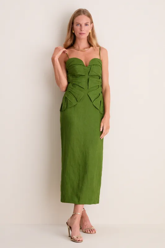 Green Monstera Leaf Maxi Dress made by FARM Rio