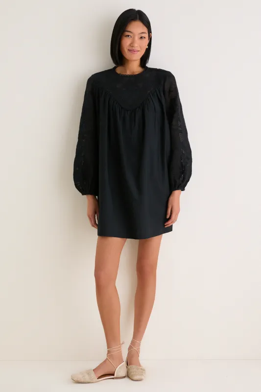 Black Patchwork Embroidered Cressida Mini Dress made by Tuckernuck