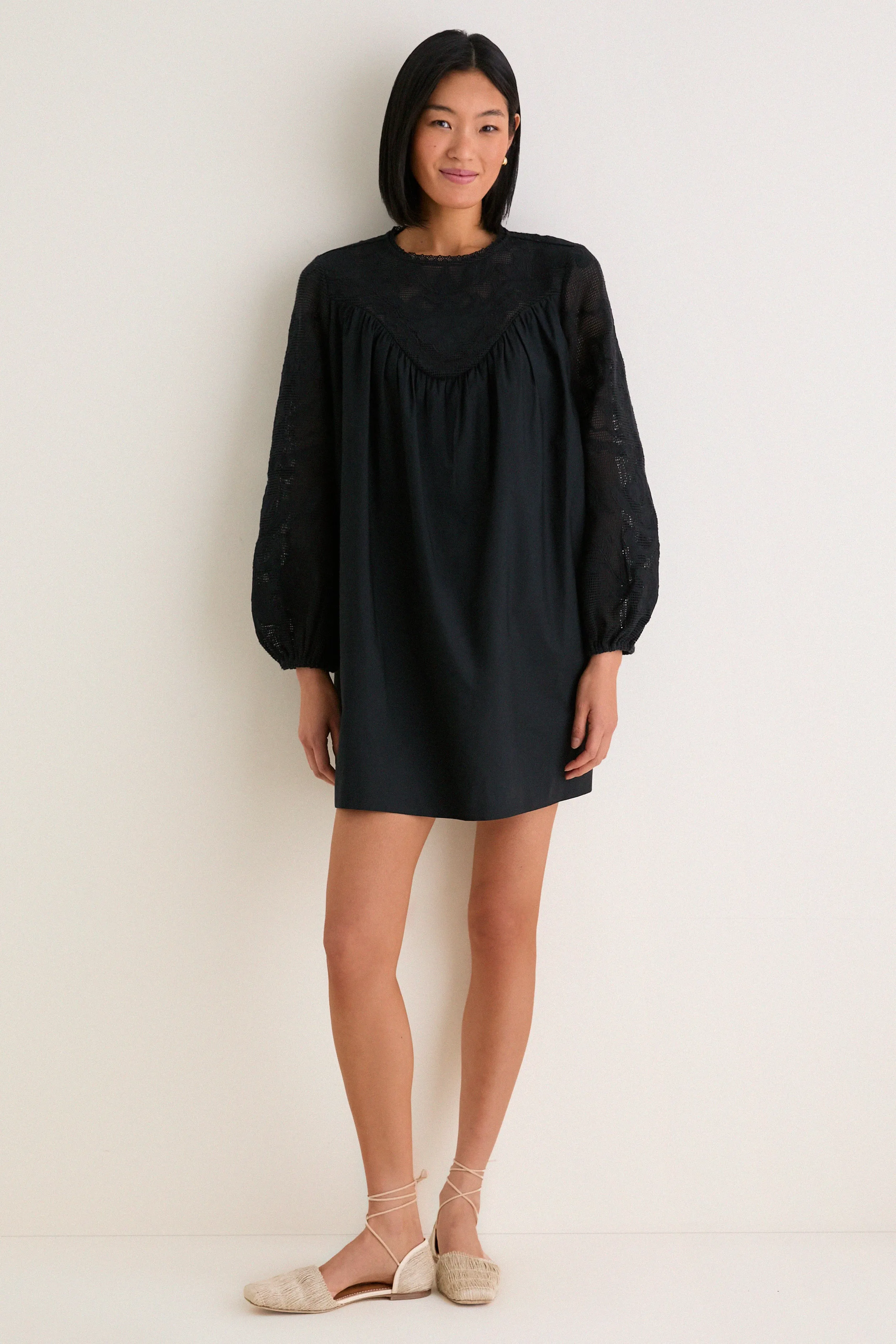 Black Patchwork Embroidered Cressida Mini Dress sold by Tuckernuck