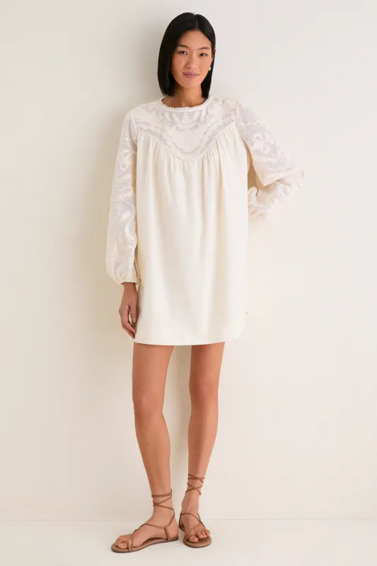 Ivory Patchwork Embroidered Cressida Mini Dress made by Tuckernuck