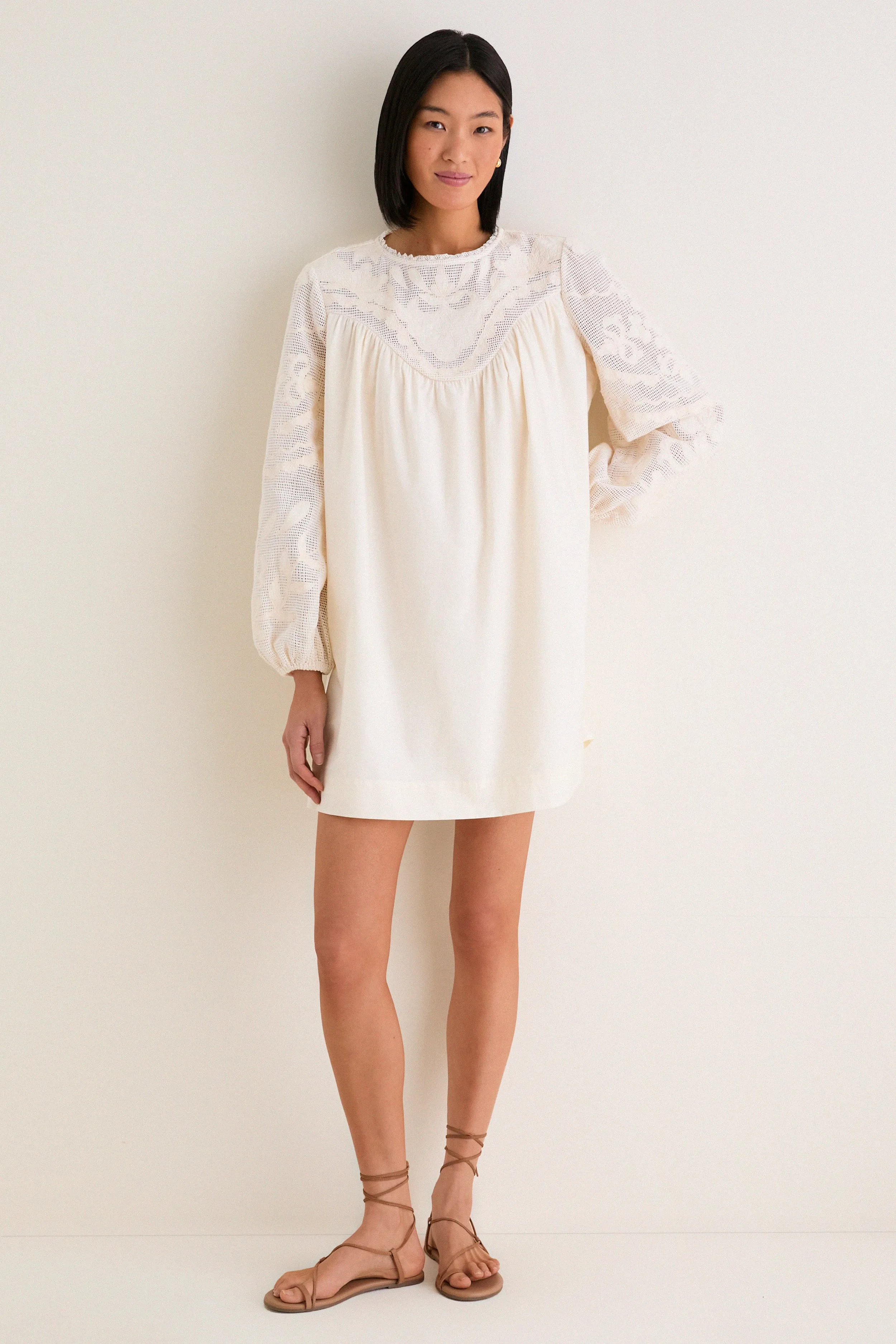 Ivory Patchwork Embroidered Cressida Mini Dress sold by Tuckernuck