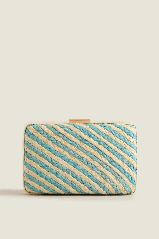 Blue and Natural Carmen Clutch made by Tuckernuck