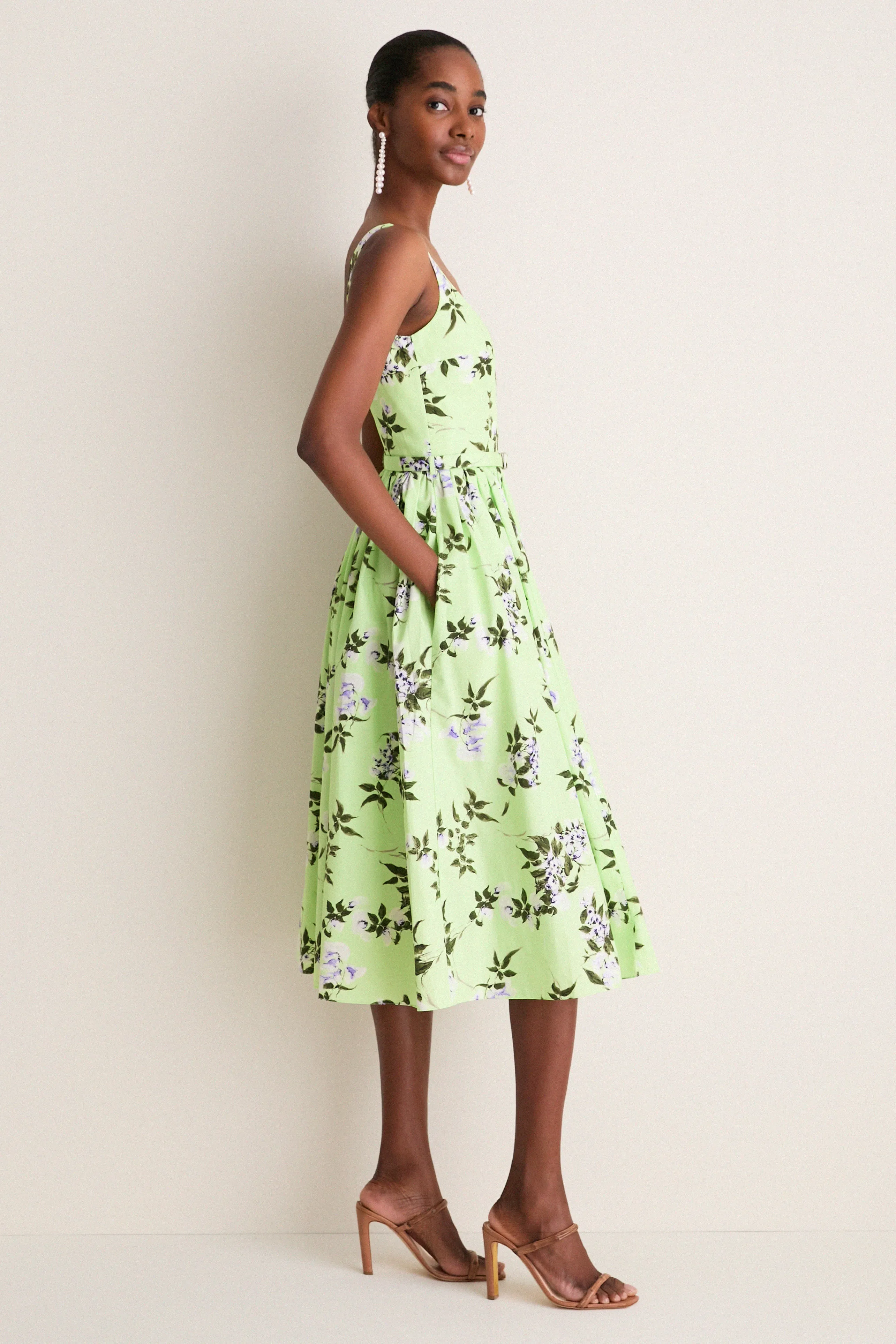 Green and Lilac Lillies Eglantine Dress sold by Tuckernuck product image thumbnail 4