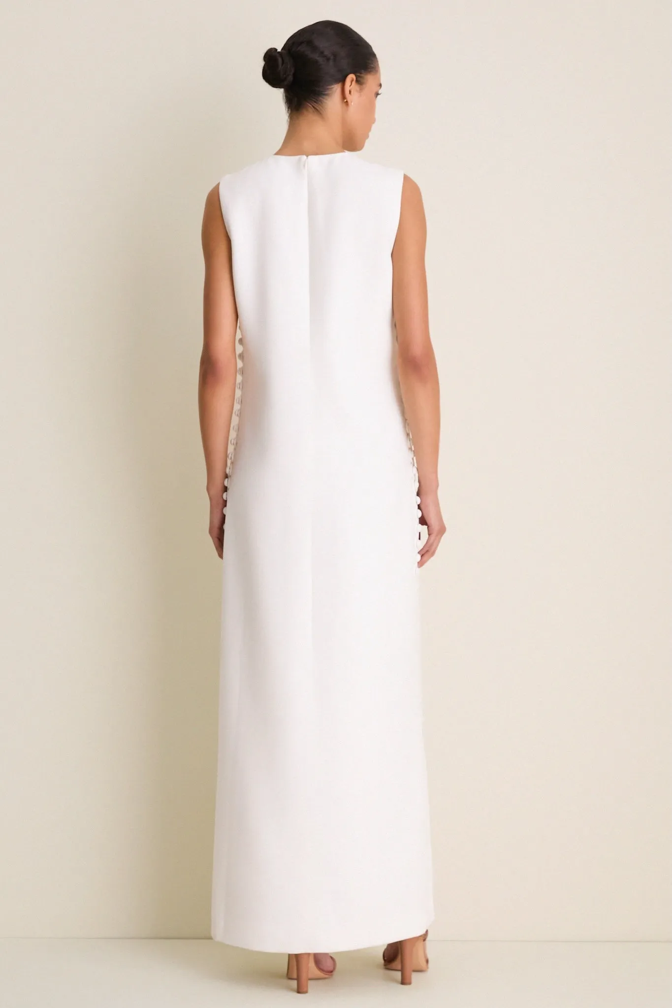 Cloud White Crepe Button Camille Maxi Dress sold by Tuckernuck product image thumbnail 4