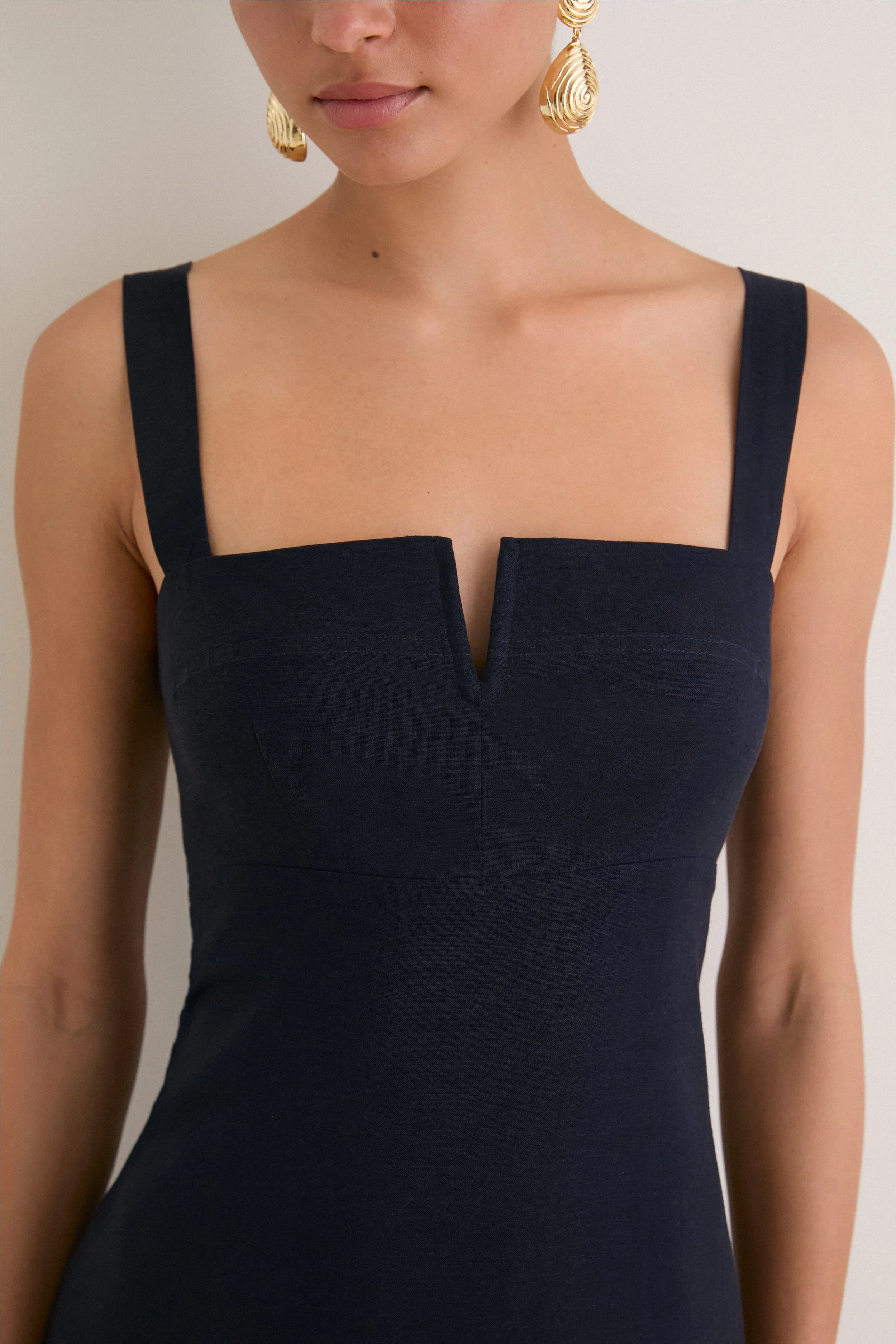 Navy Embroidered Linen Alma Midi Dress sold by Tuckernuck product image thumbnail 5