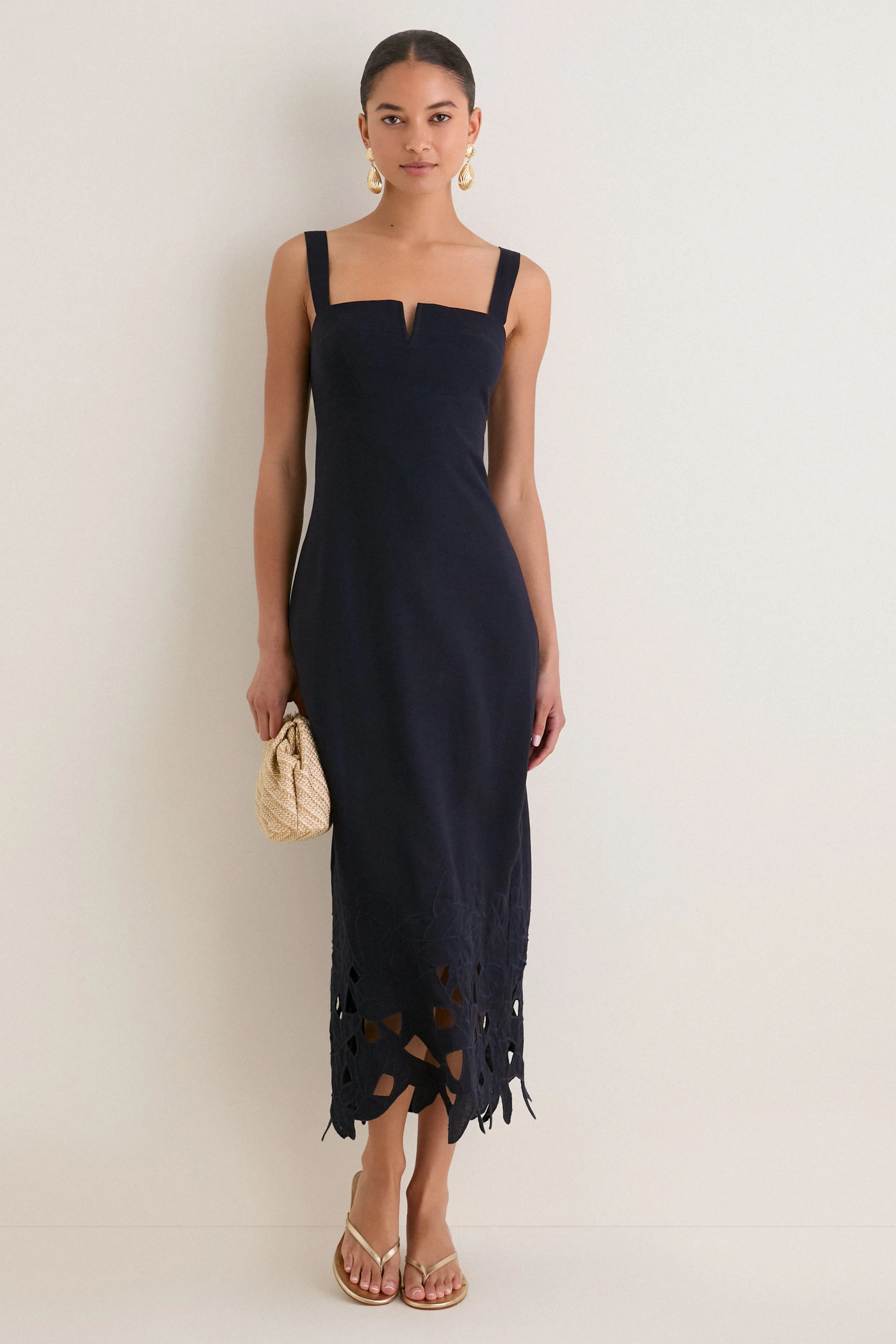 Navy Embroidered Linen Alma Midi Dress sold by Tuckernuck product image thumbnail 2