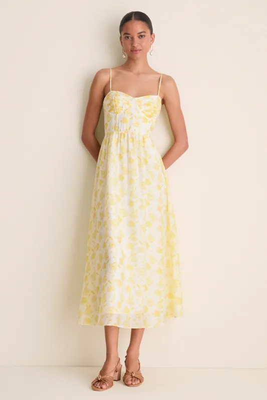 Yellow Floral Bustier Jessamine Maxi Dress made by Hyacinth House