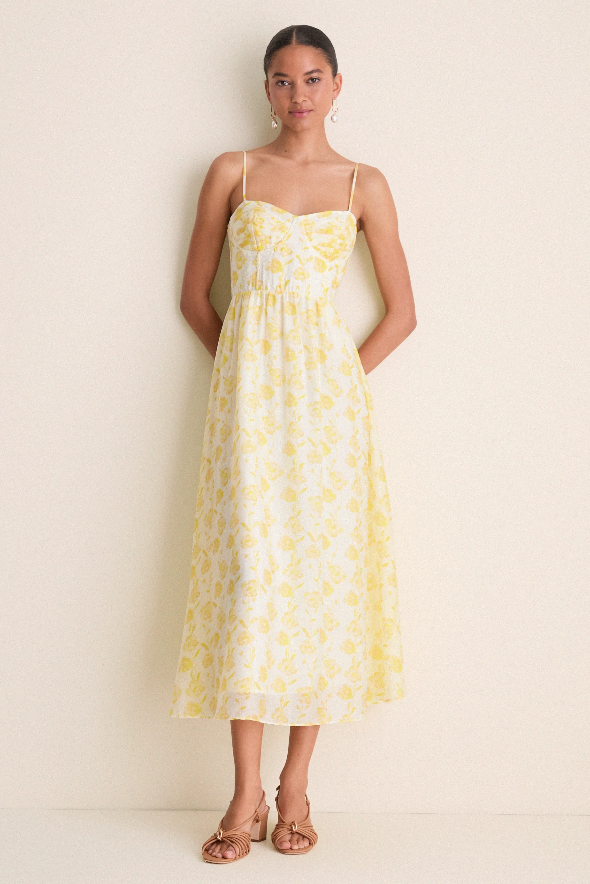 Yellow Floral Bustier Jessamine Maxi Dress sold by Tuckernuck