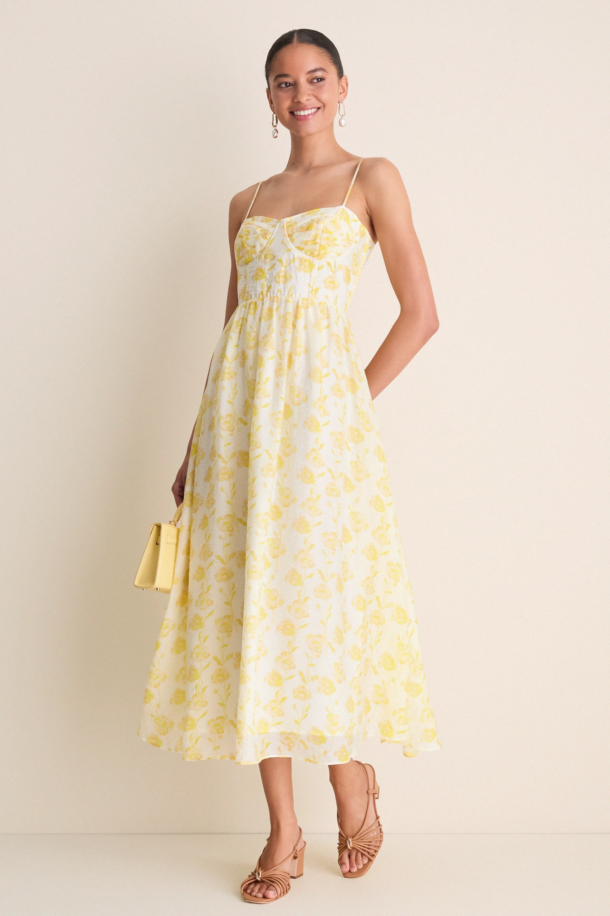 Yellow Floral Bustier Jessamine Maxi Dress sold by Tuckernuck product image thumbnail 3