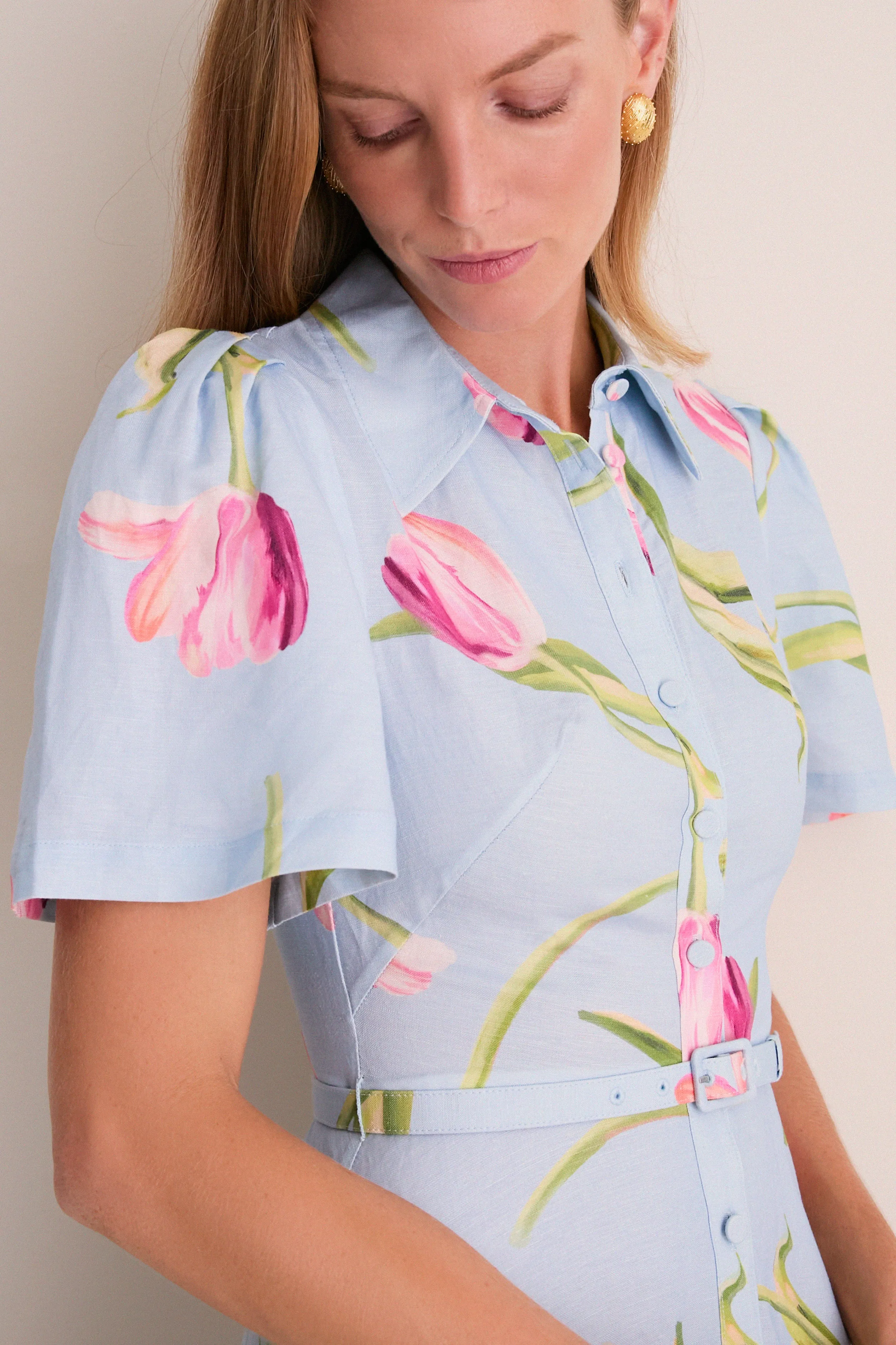 Blue Tulipe Print Becca Midi Dress sold by Tuckernuck product image thumbnail 5