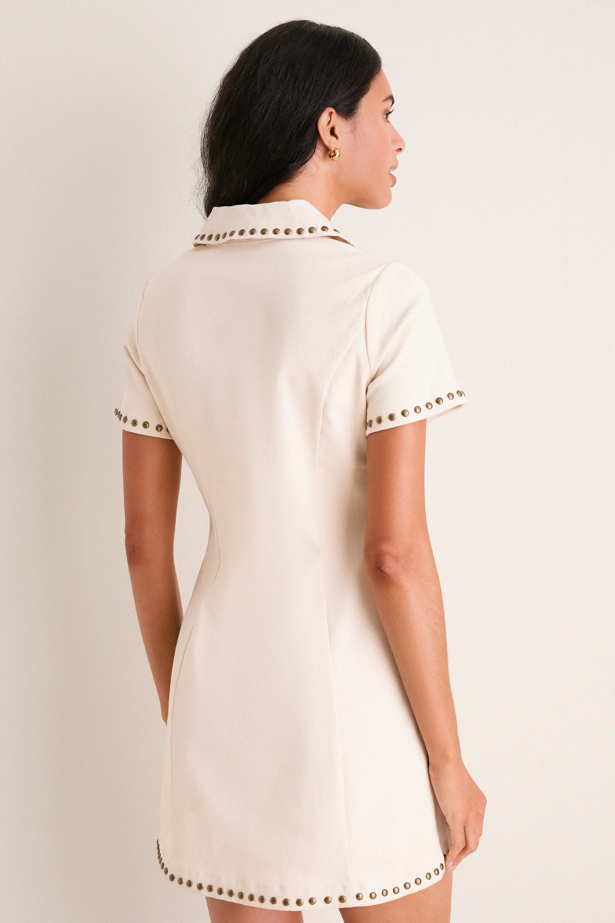 Beige Denim Studded Katherine Mini Dress sold by Tuckernuck product image thumbnail 5