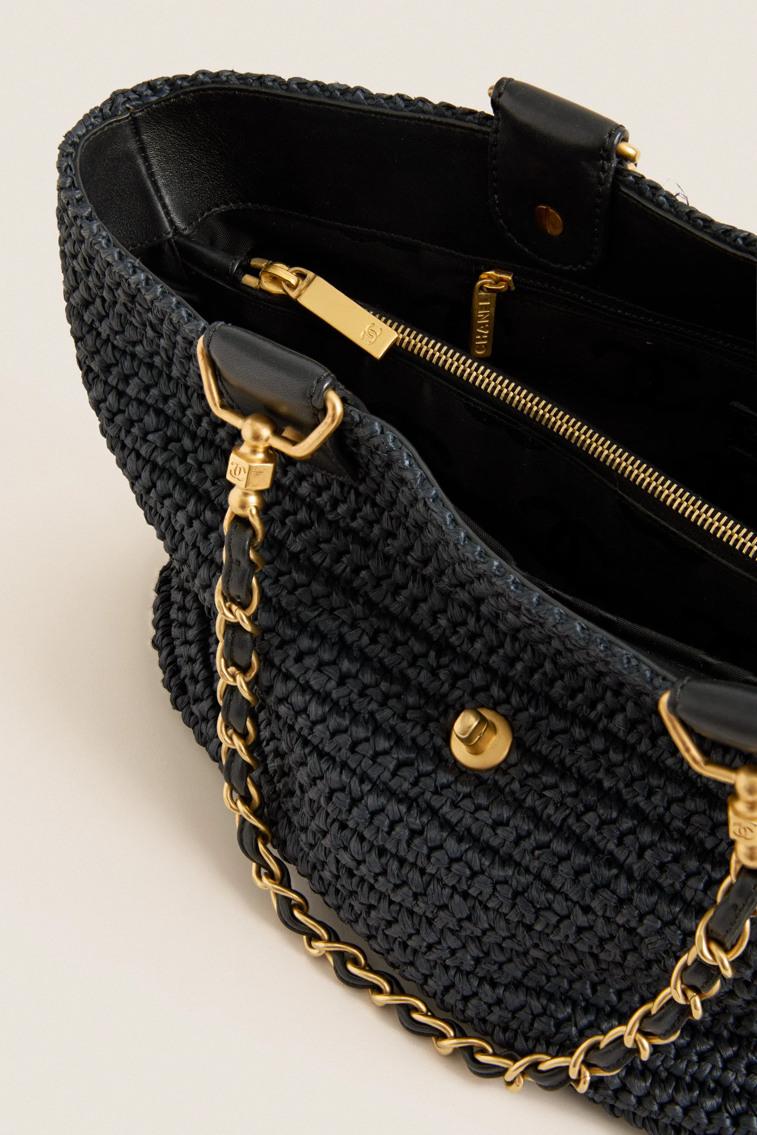 CHANEL Navy Blue Coco Mark X Leather Chain Tote Bag sold by Tuckernuck product image thumbnail 5