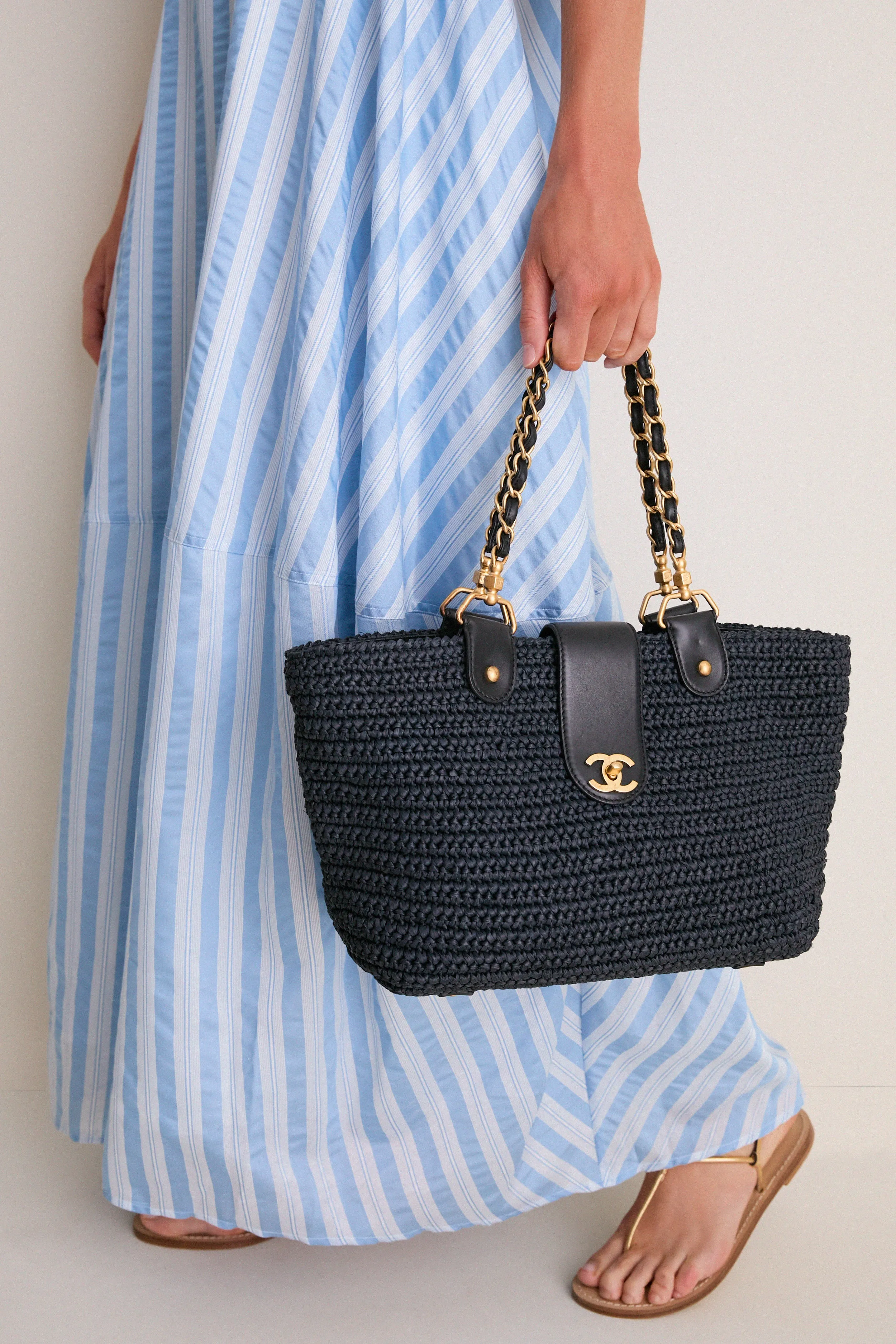 CHANEL Navy Blue Coco Mark X Leather Chain Tote Bag sold by Tuckernuck product image thumbnail 3