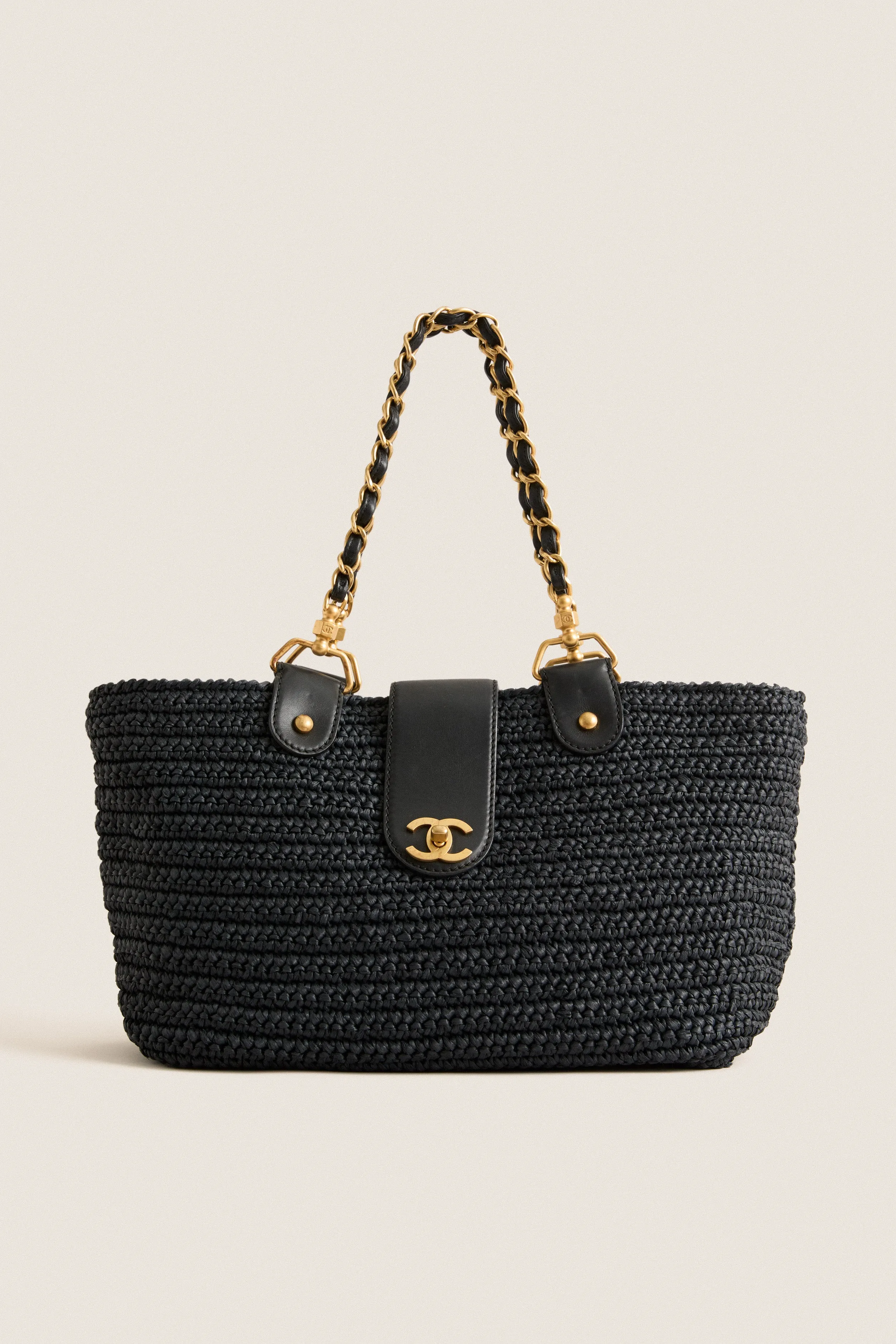 CHANEL Navy Blue Coco Mark X Leather Chain Tote Bag sold by Tuckernuck