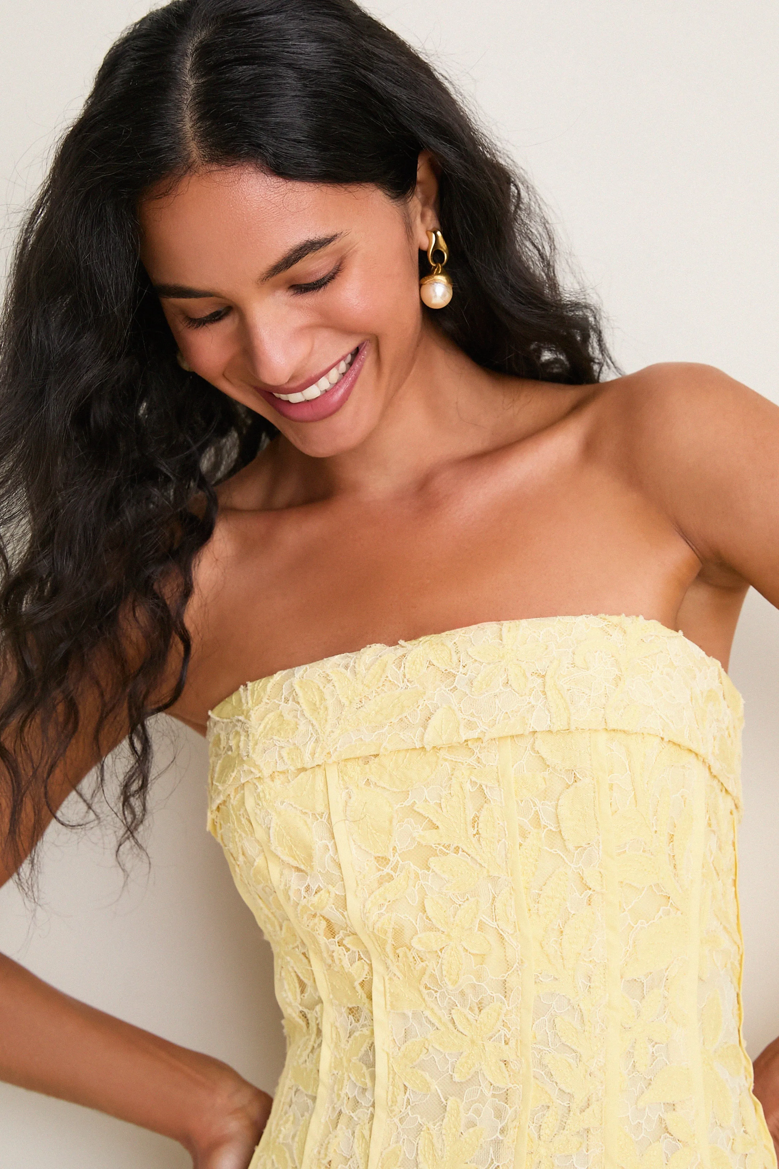 Buttercream Imogen Cotton Lace Bustier Midi Dress sold by Tuckernuck product image thumbnail 5