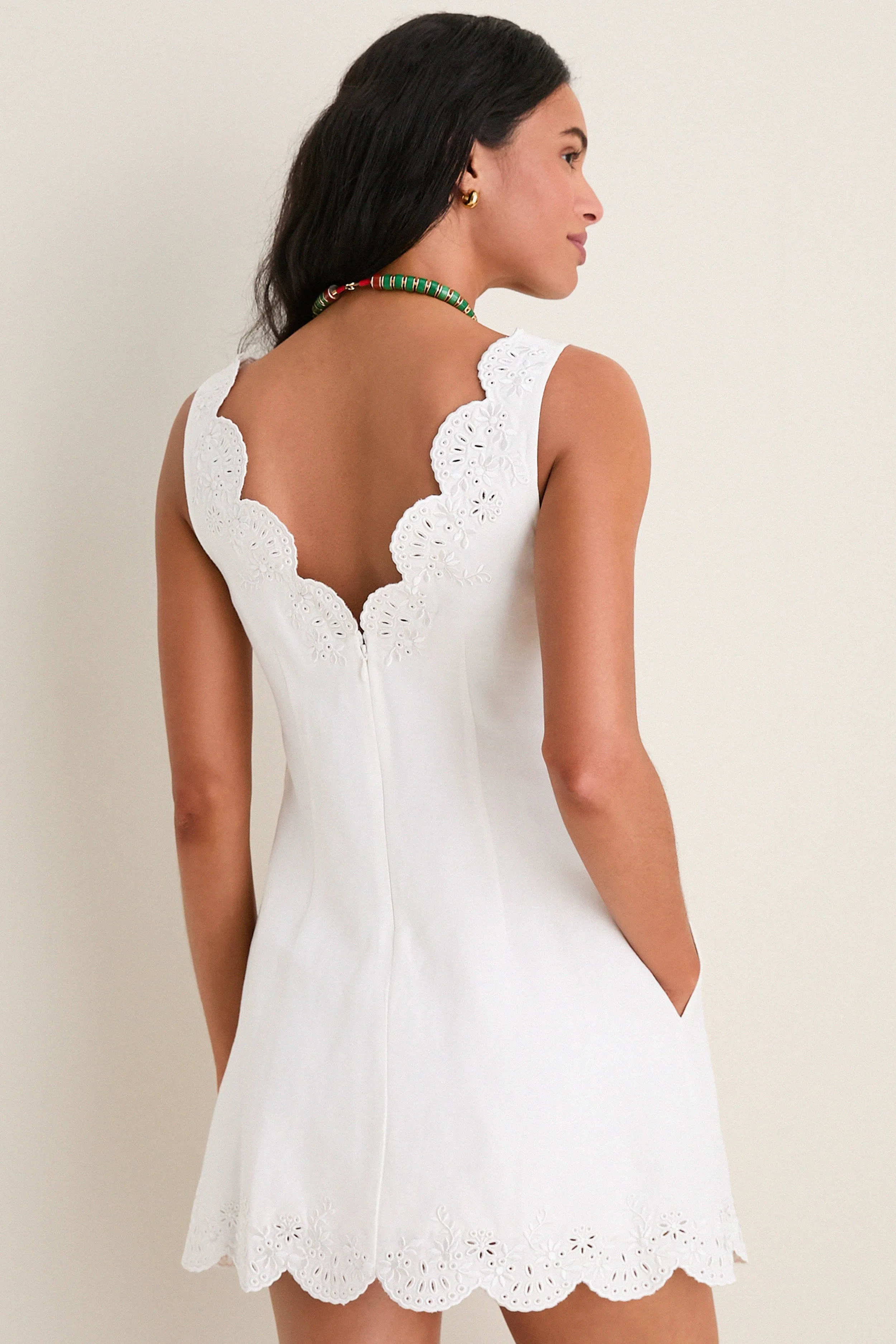 White Edena Embroidered Linen Mini Dress sold by Tuckernuck product image thumbnail 4