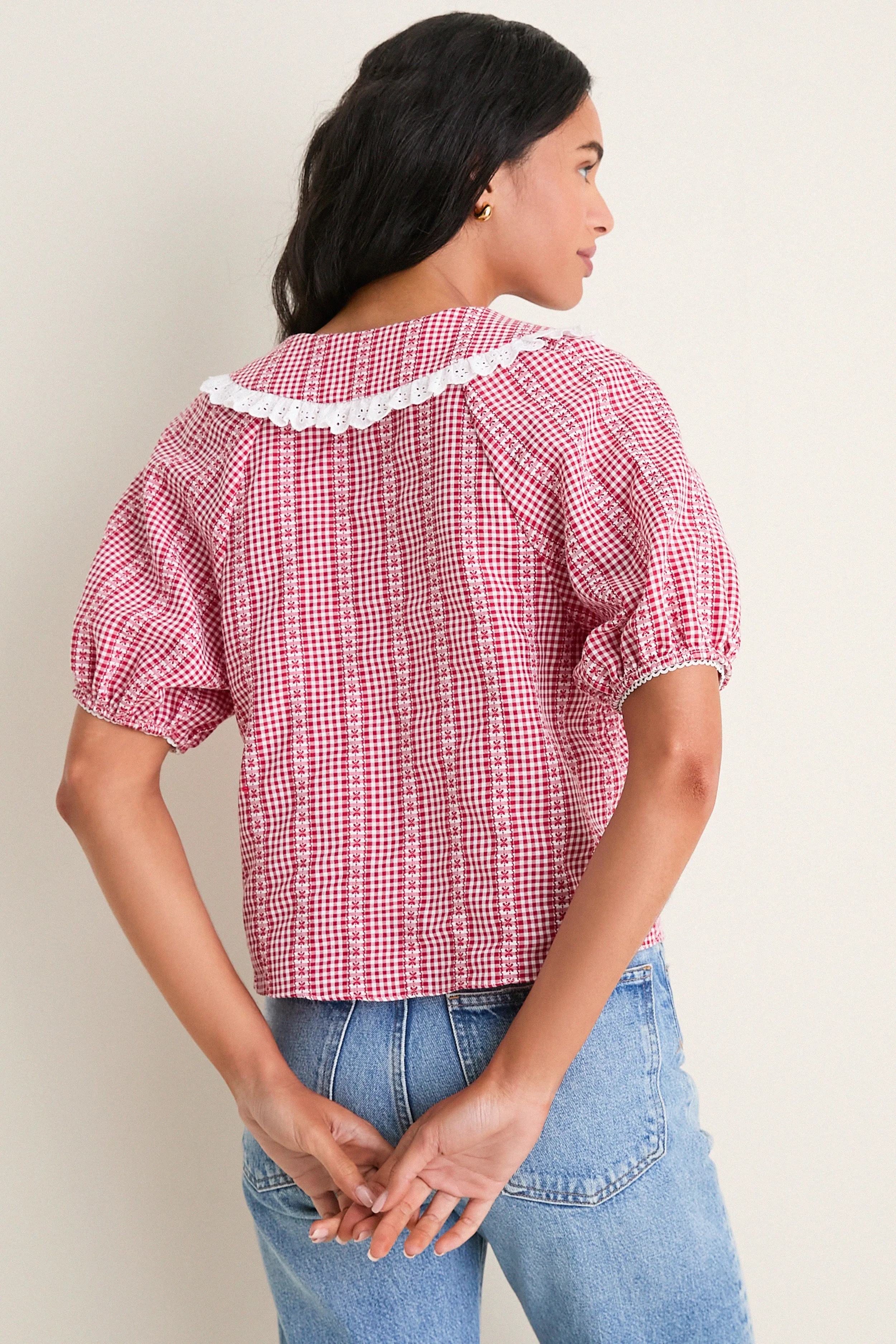 Red Gingham Toto Blouse sold by Tuckernuck product image thumbnail 4