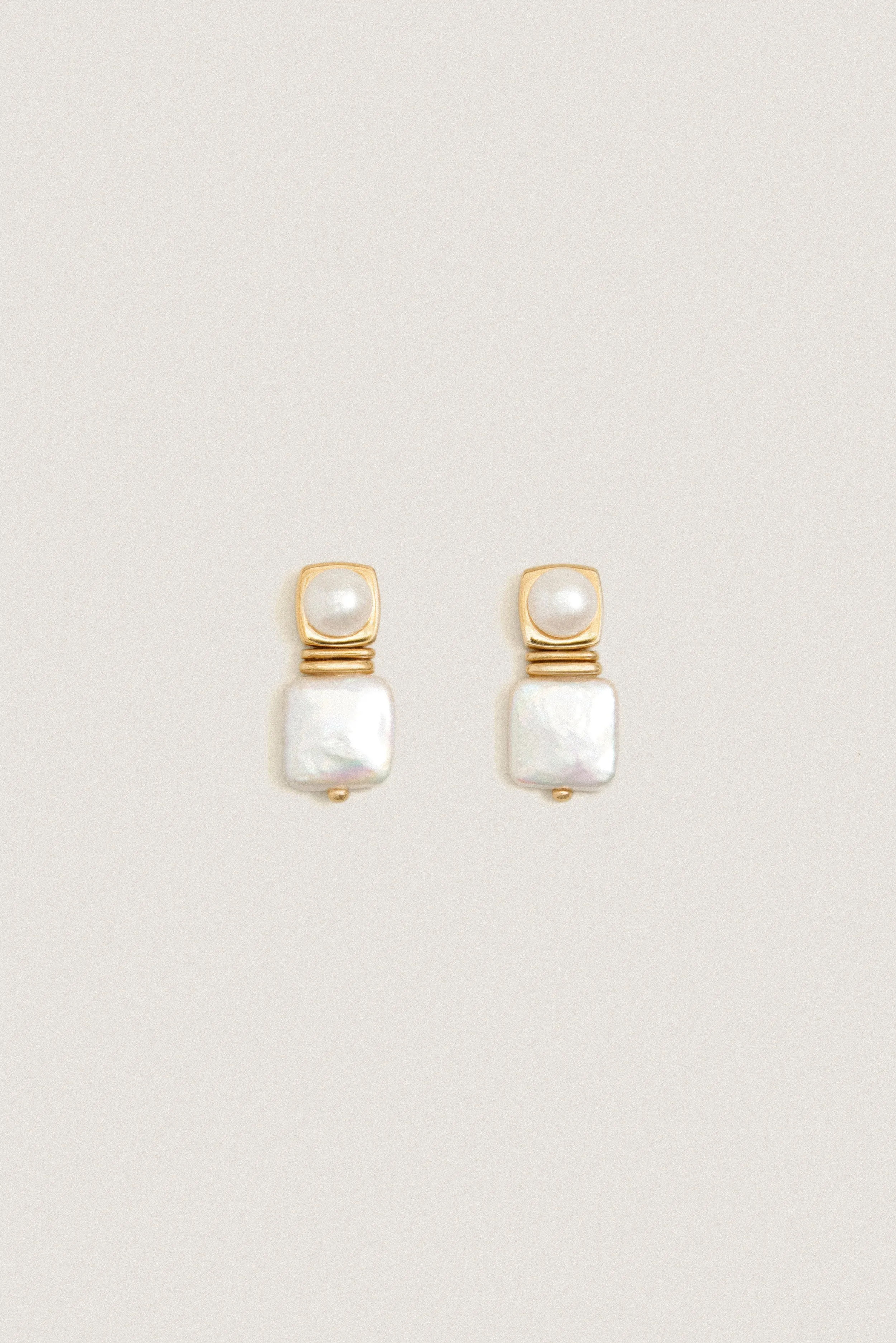 Gold Square Pearl Stud Earrings sold by Tuckernuck