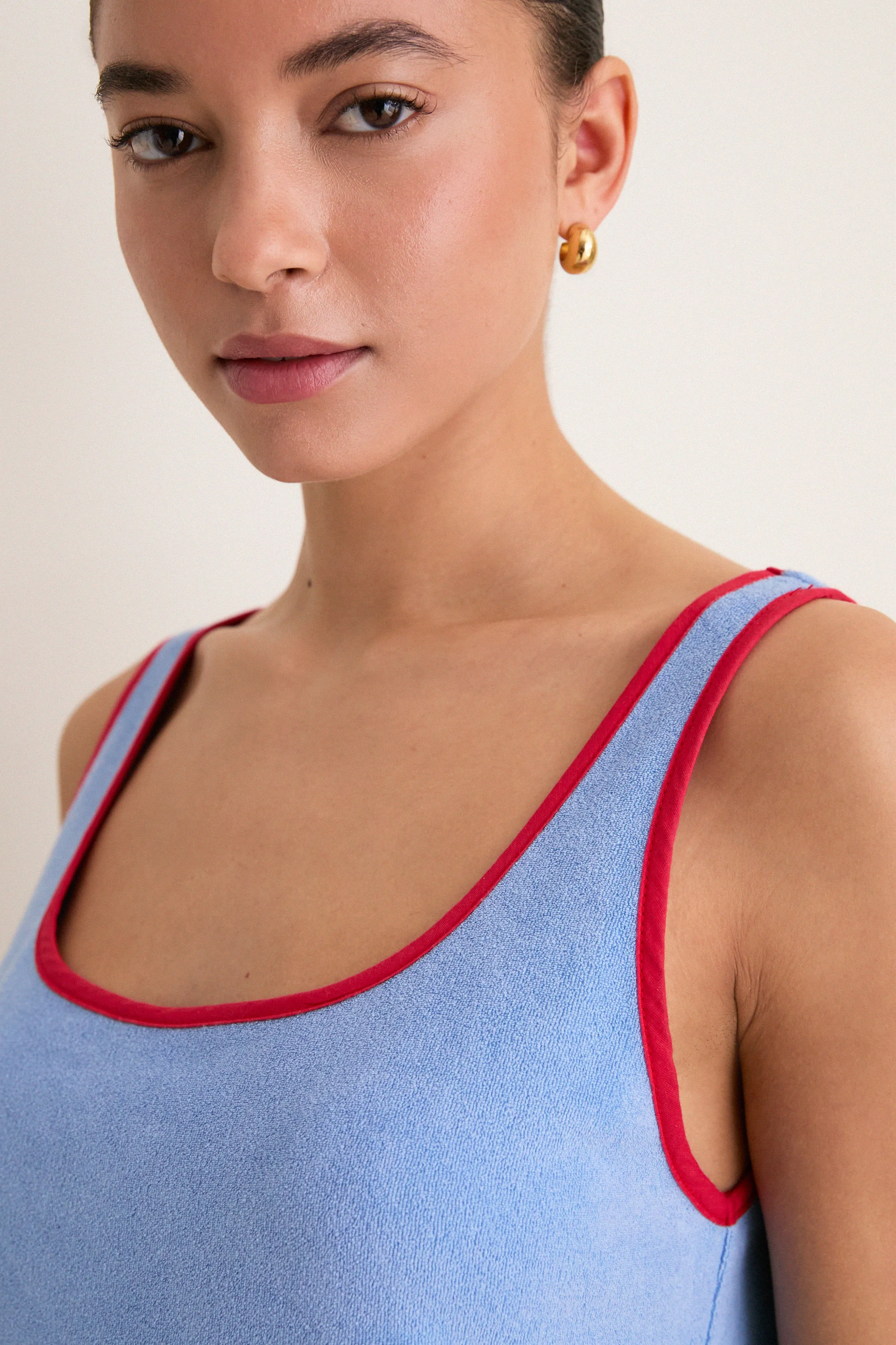 Powder Blue and Poppy Embroidered Mini Terrycloth Coverup sold by Tuckernuck product image thumbnail 5
