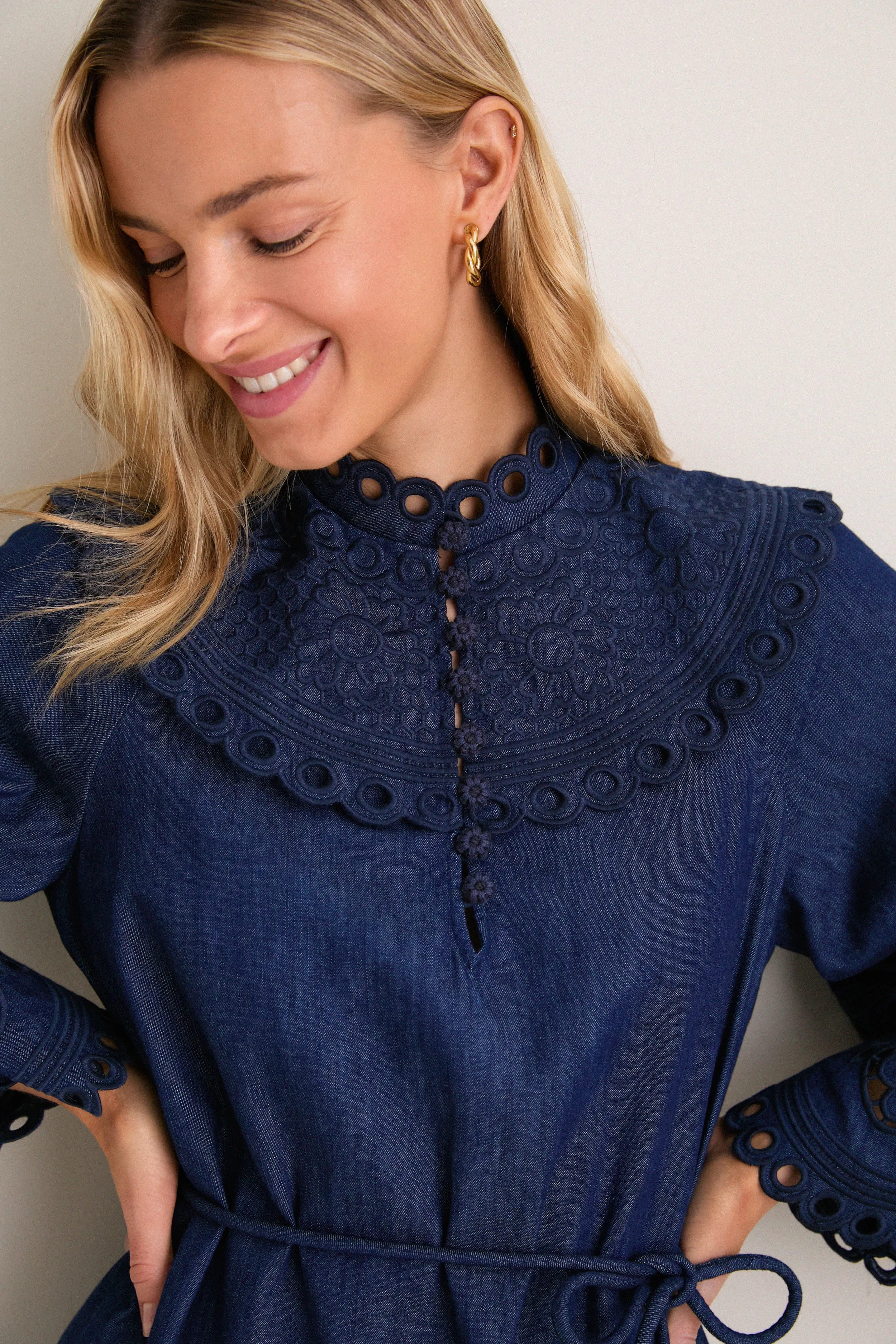 Ink Mahon Broderie Denim Mini Dress sold by Tuckernuck product image thumbnail 5