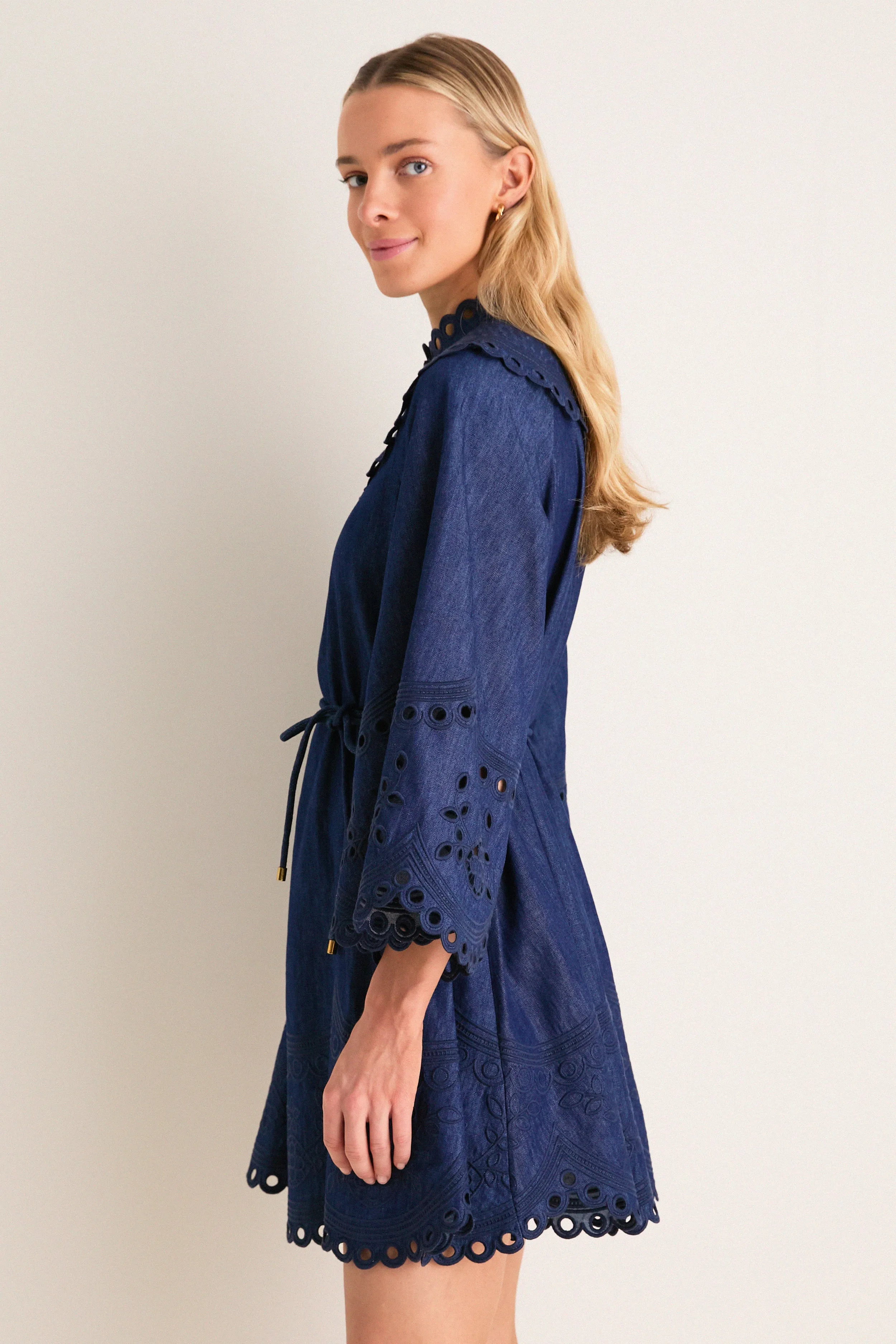 Ink Mahon Broderie Denim Mini Dress sold by Tuckernuck product image thumbnail 3