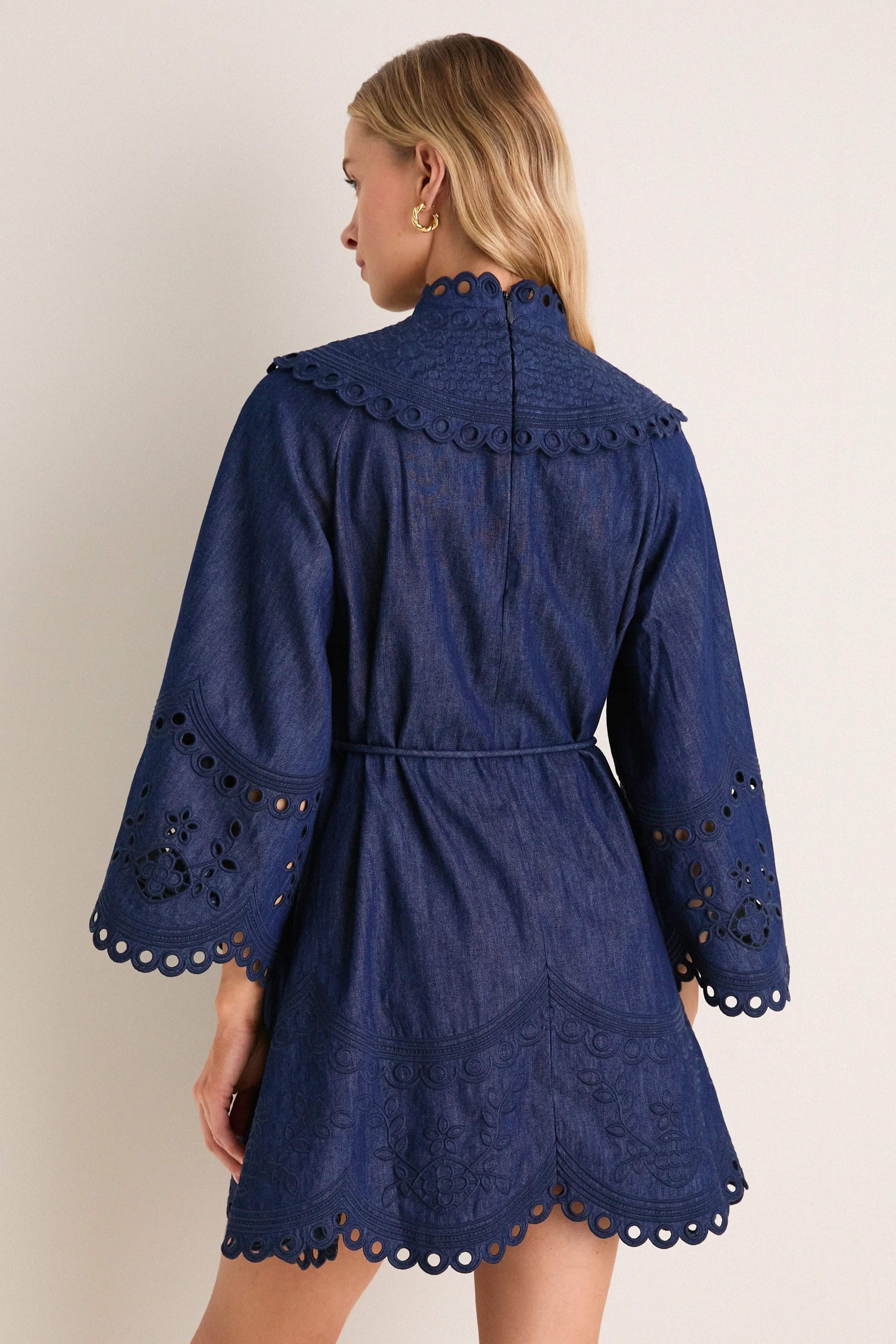 Ink Mahon Broderie Denim Mini Dress sold by Tuckernuck product image thumbnail 4