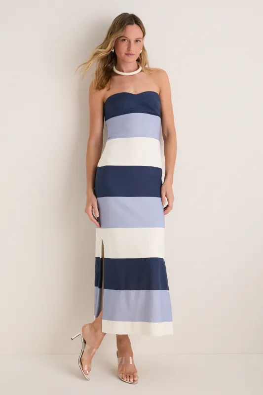 Blue Stripes Sono Maxi Dress made by ANDRES OTALORA