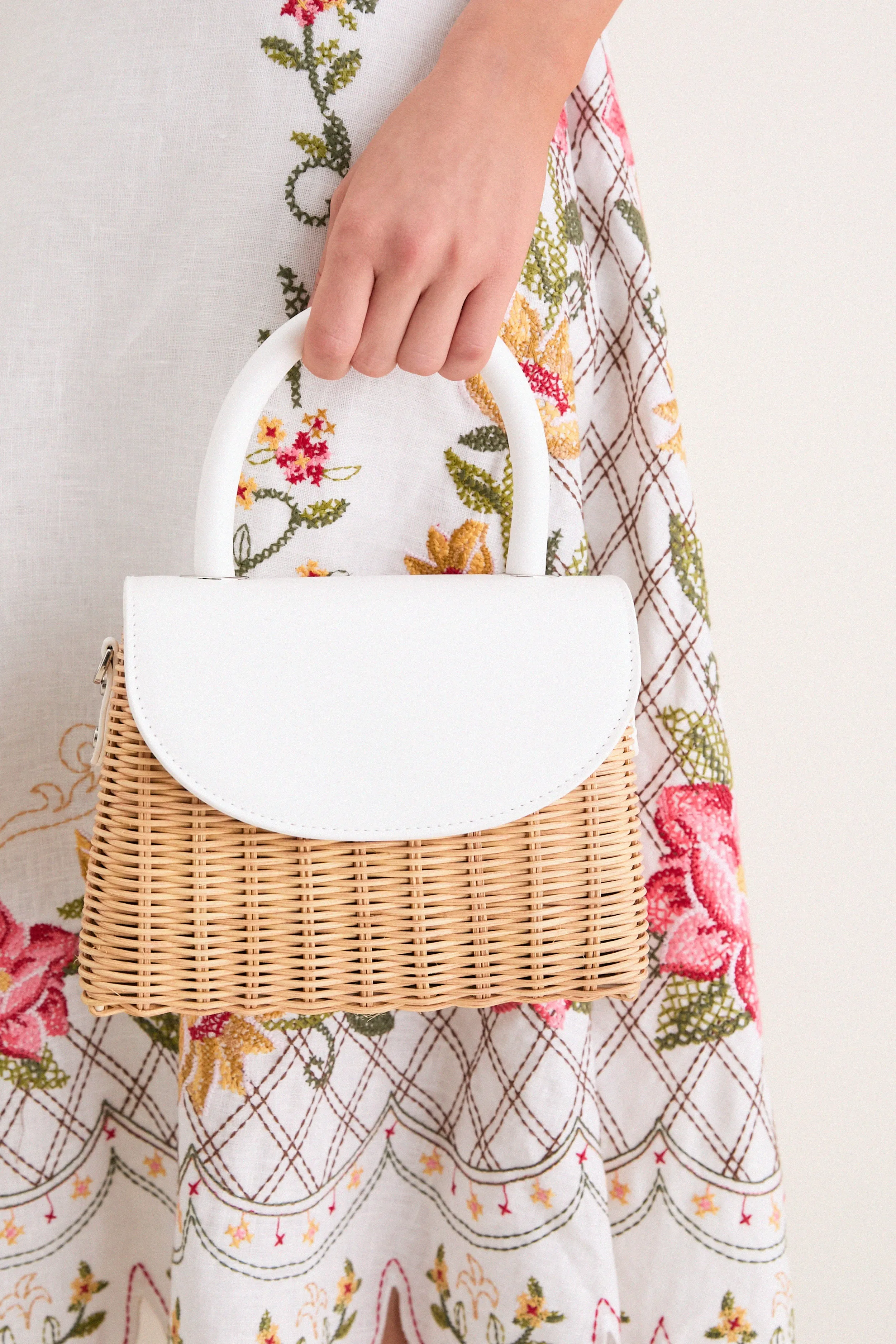 White Elle Wicker Top Handle sold by Tuckernuck product image thumbnail 3