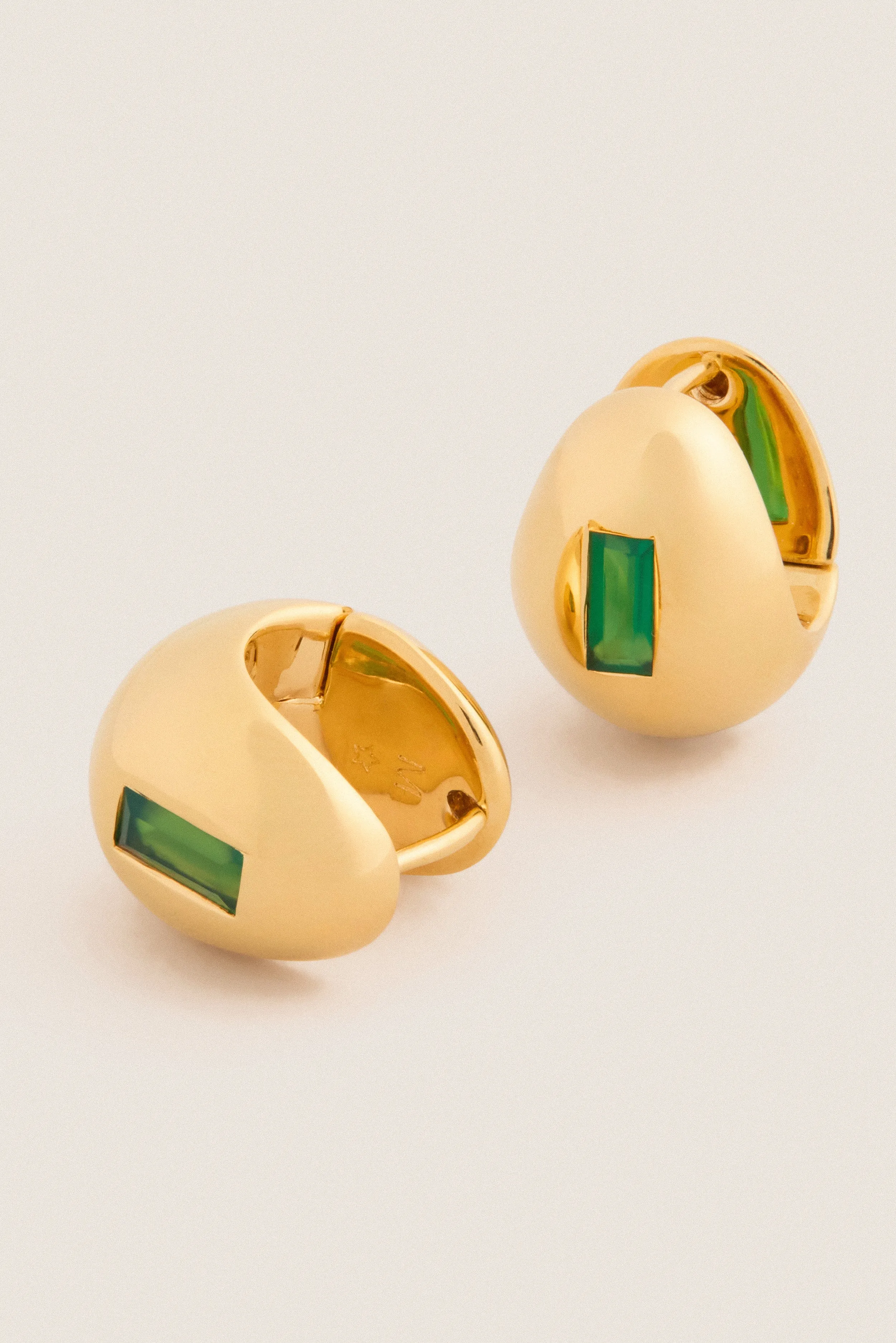 Gold Molten Gemstone Baguette Dome Small Hoop Earrings sold by Tuckernuck product image thumbnail 4