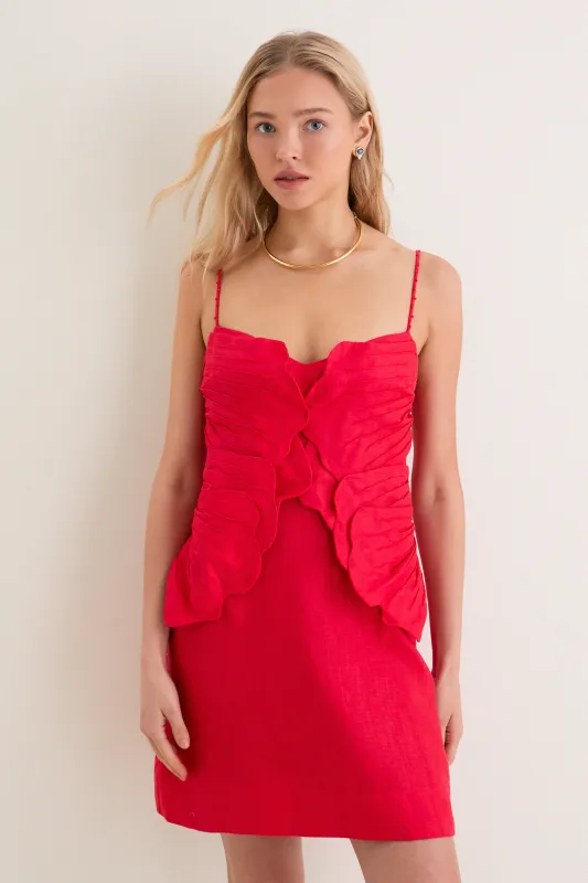Red Sleeveless Flower Mini Dress made by FARM Rio