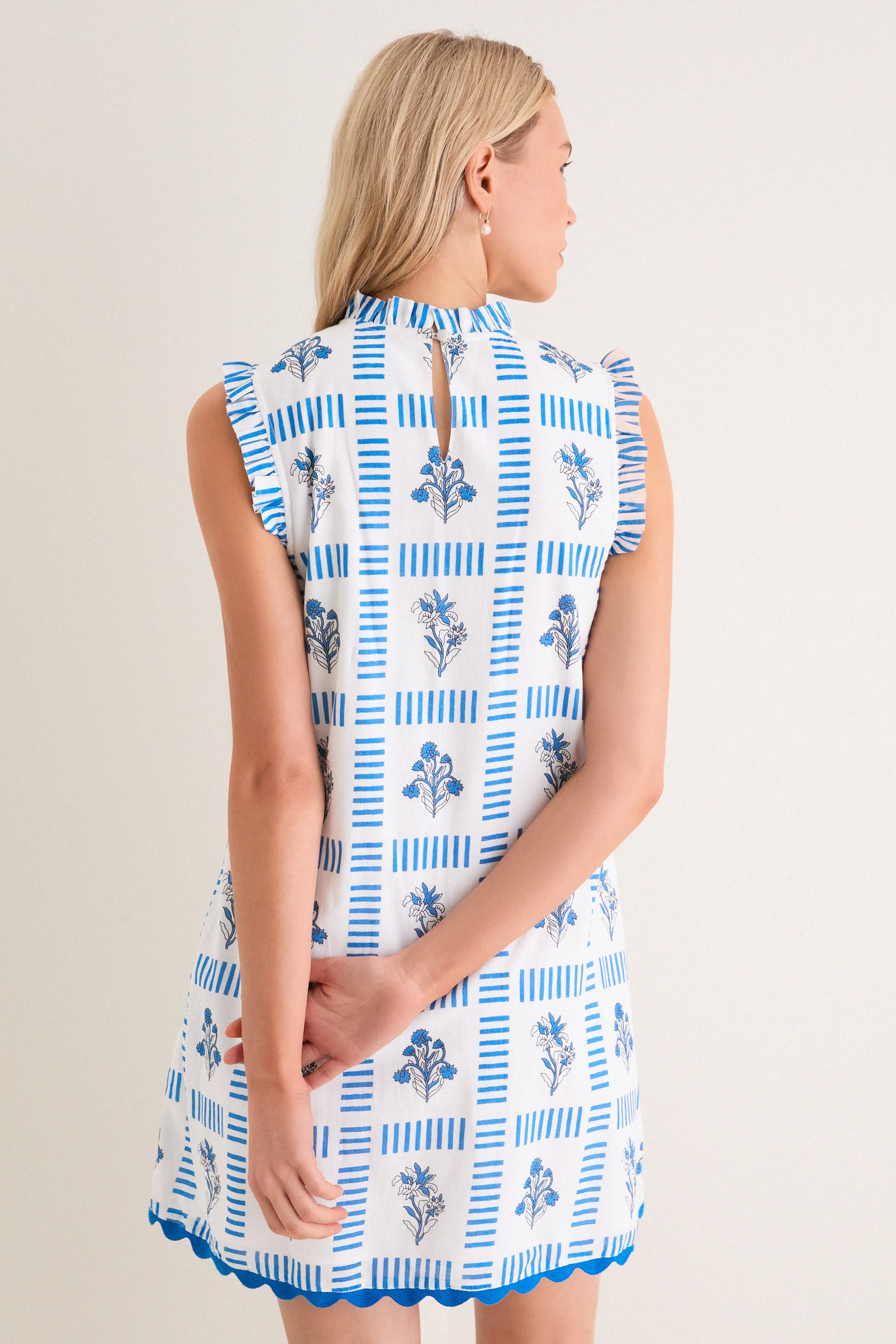 Blue and Creme Wynnafred Mini Dress sold by Tuckernuck product image thumbnail 4