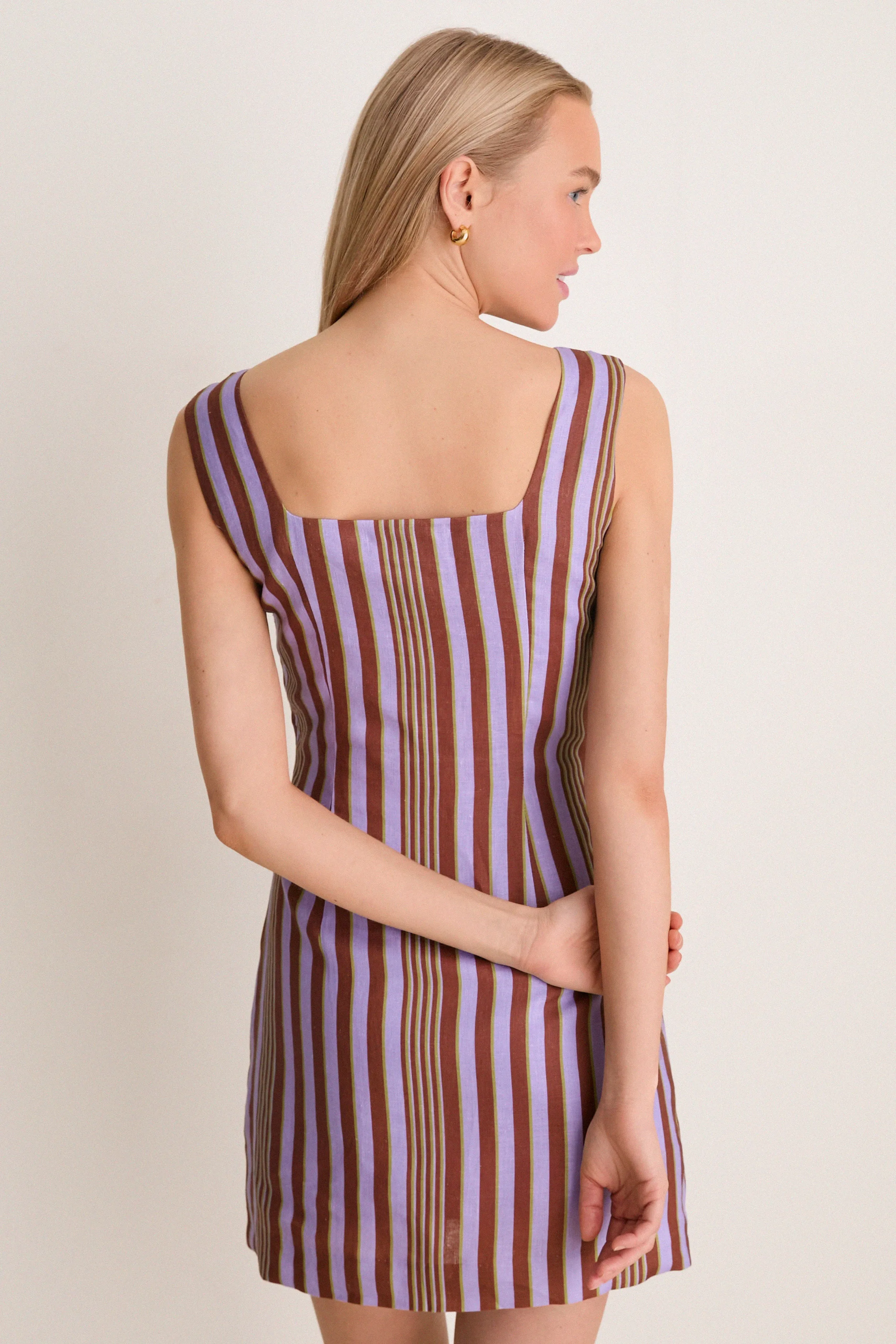 Purple Multi Stripe Hadley Mini Dress sold by Tuckernuck product image thumbnail 4