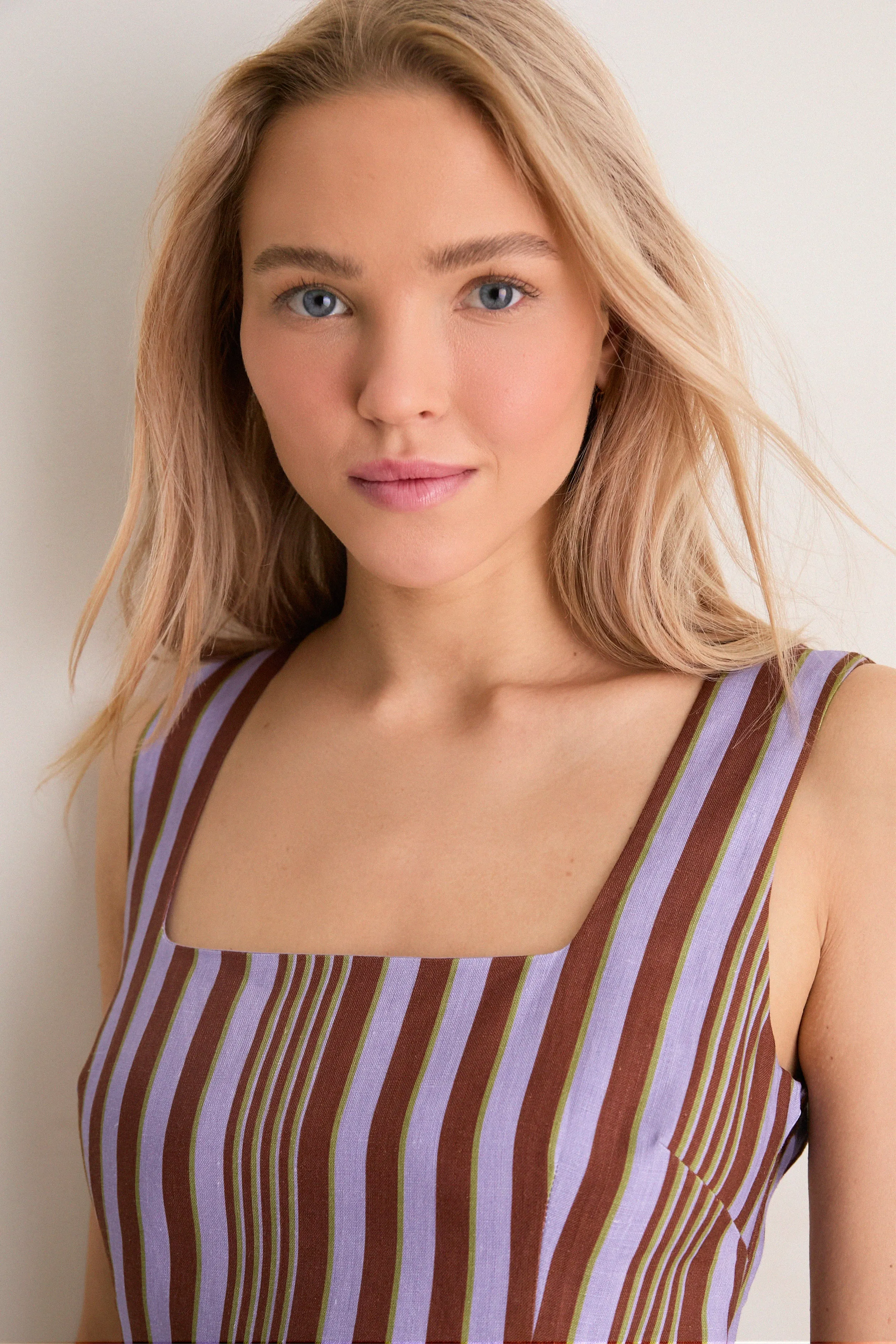 Purple Multi Stripe Hadley Mini Dress sold by Tuckernuck product image thumbnail 5