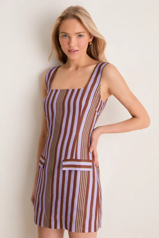 Purple Multi Stripe Hadley Mini Dress made by Hyacinth House