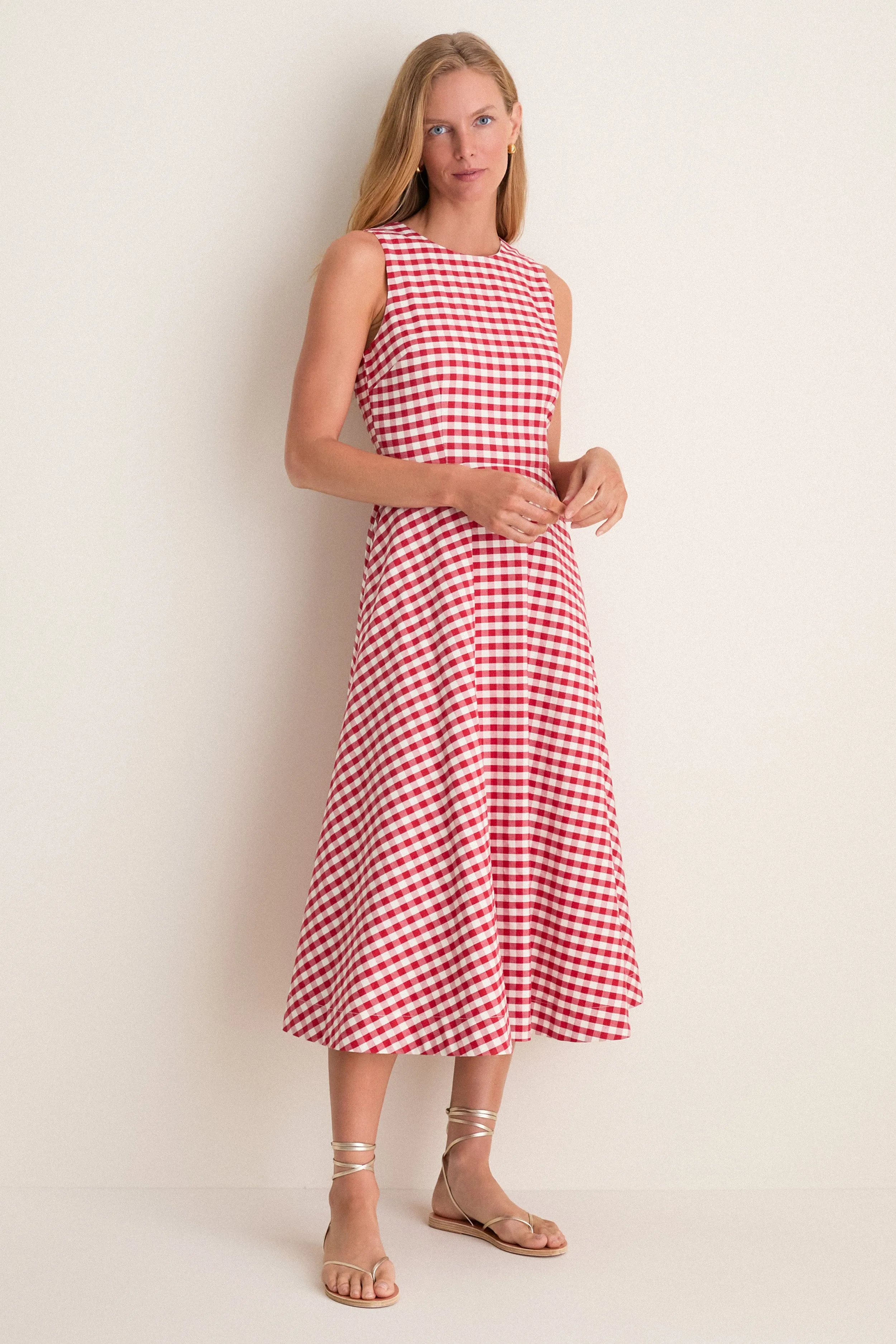 Apple Red Gingham Stella Midi Dress sold by Tuckernuck product image thumbnail 5